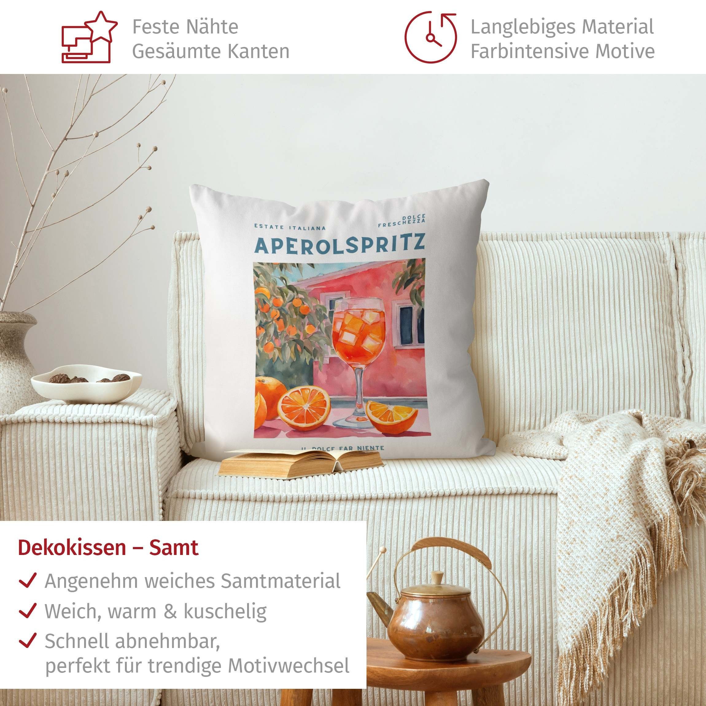 Bilderdepot24 Dekokissen drinnen Kissenhülle/ Sofakissen/ Zierkissen Kissenhülle orange Kulinar, Bezug mit / ohne Füllung Zierkissen Outdoor Sofa Bett