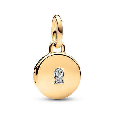 Pandora Charm-Einhänger PANDORA Moments Damen Medaillon-Anhänger Schloss mit Zirkonia, IP Gold