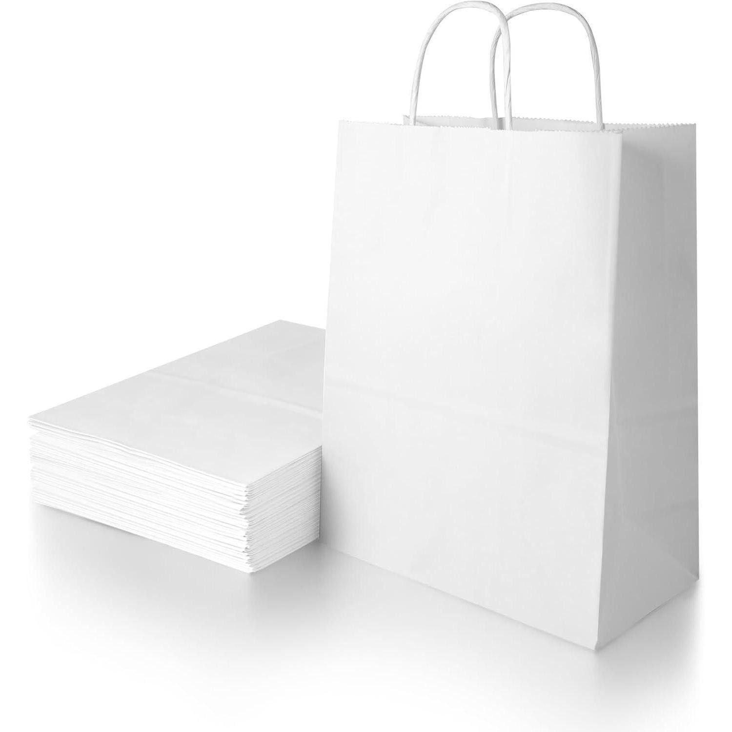 LuxusKollektion Geschenktüten Geschenktüten Henkel Weiß 15x8x21cm 40 Stück 130 Weiß-21x15x8cm-40pcs, (40St)