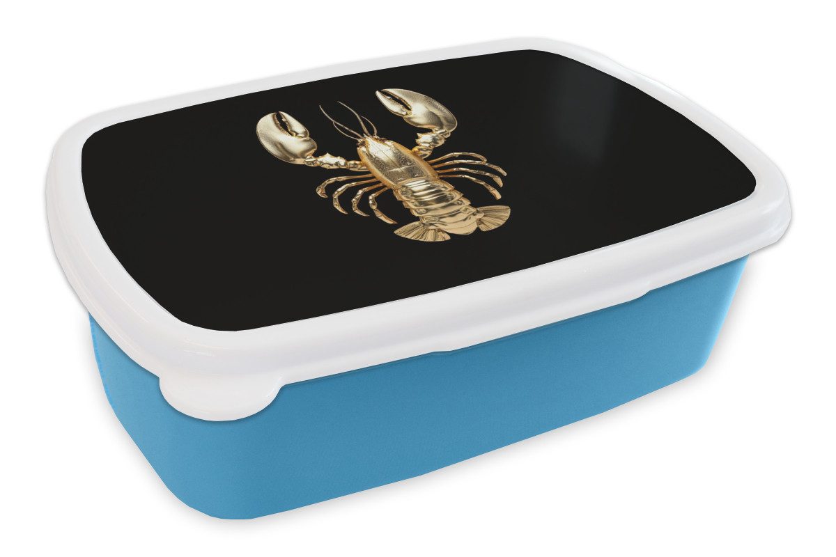MuchoWow Lunchbox Krebs - Gold - Textur - Schwarz, Kunststoff, (2-tlg), Brotdose, Lunchbox, Brotbox für Kinder und Erwachsene
