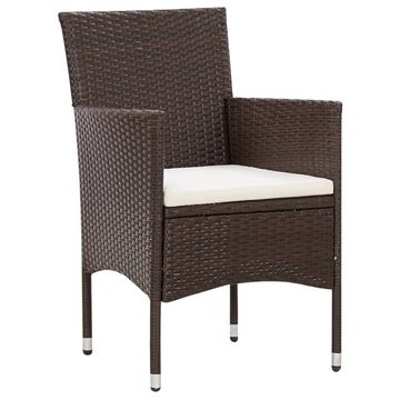 vidaXL Gartenlounge-Set 5-tlg. Garten-Lounge-Set mit Auflagen Poly Rattan Braun, (5-tlg)