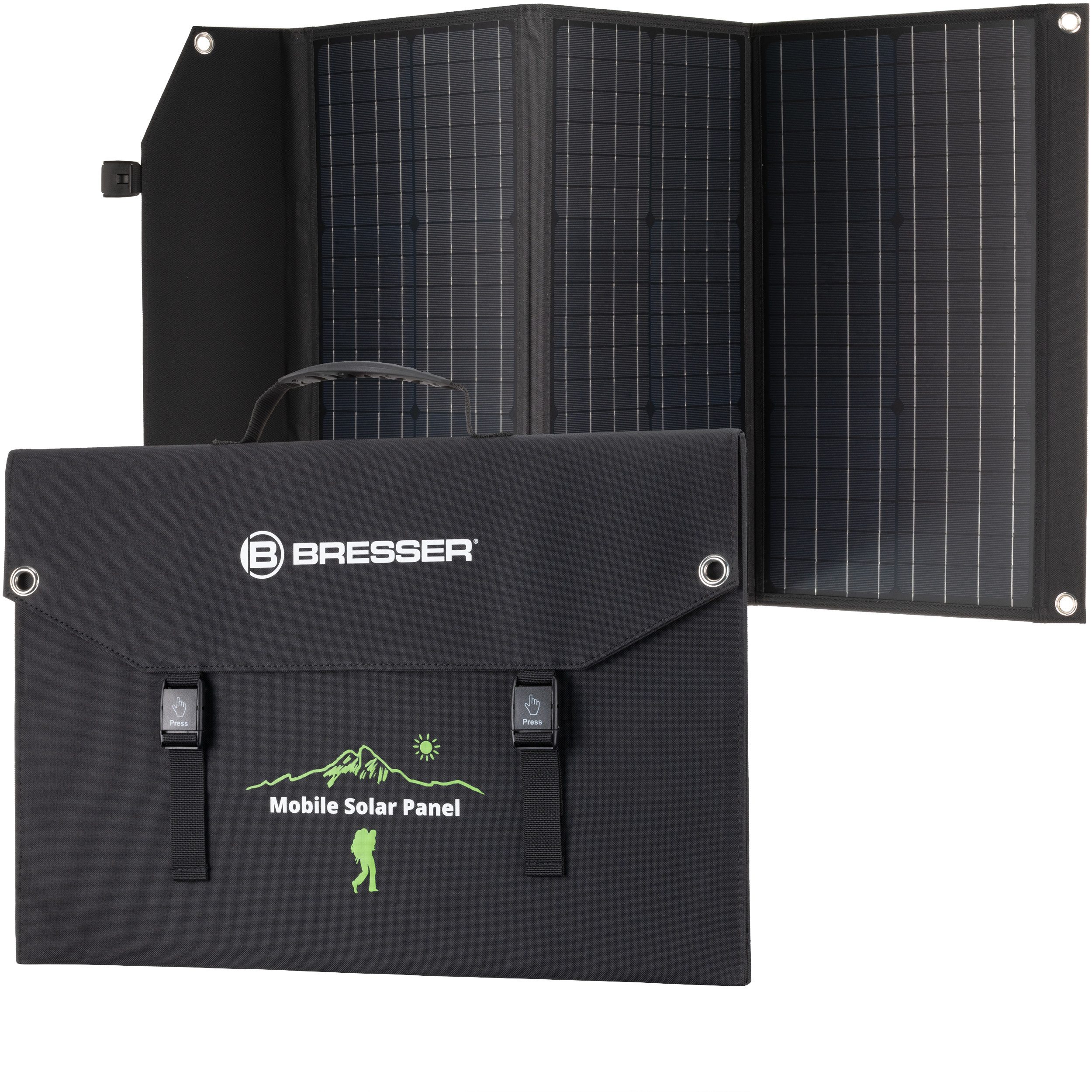 BRESSER BRESSER Mobiles Solar-Ladegerät 90 Watt mit USB- u. DC-Anschluss Powerstation