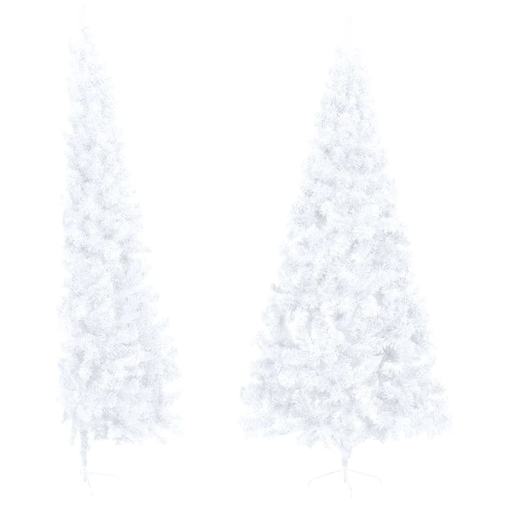 PVC Künstlicher 240 Weiß Weihnachtsbaum cm Ständer mit furnicato Halb-Weihnachtsbaum Künstlicher