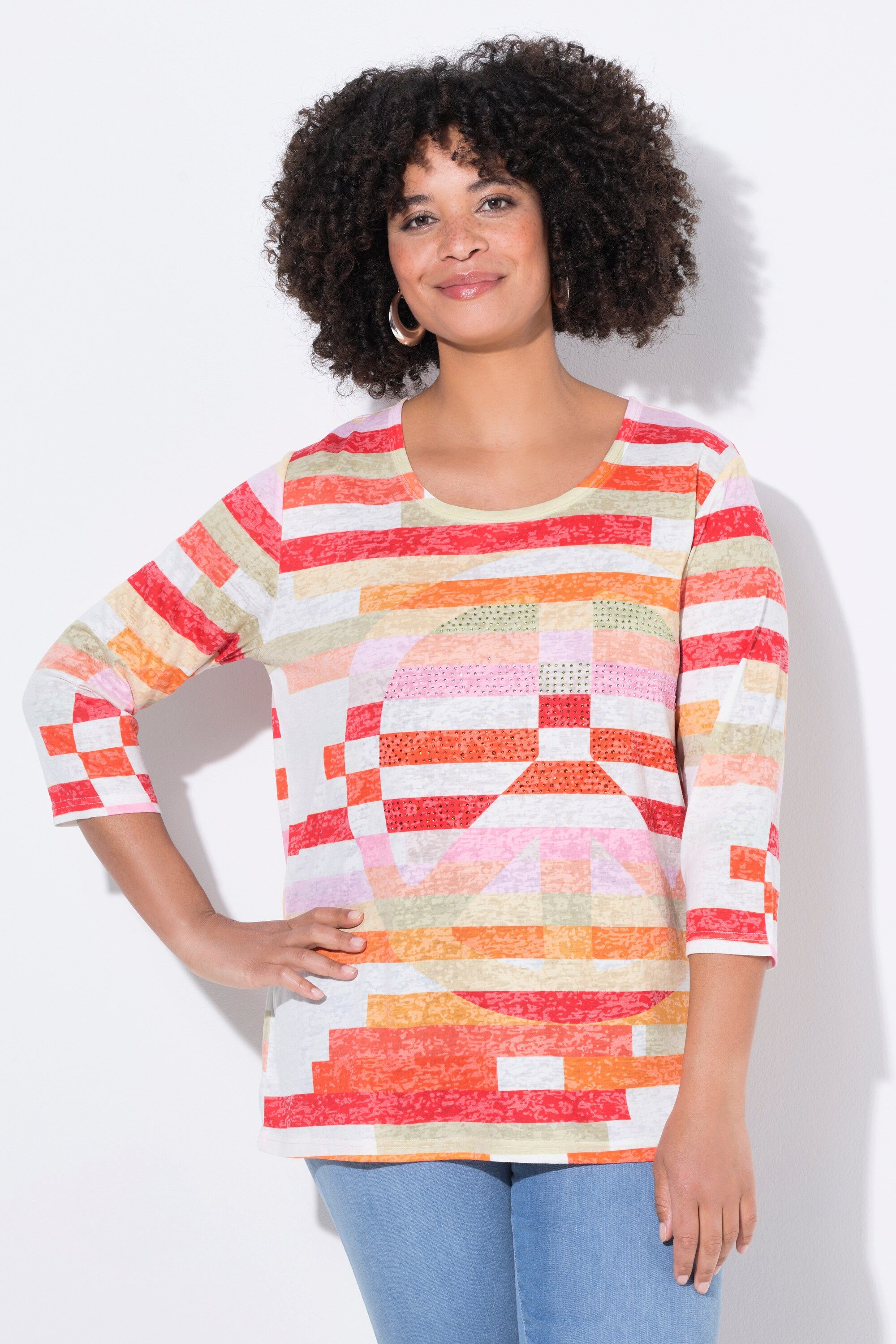 Angel of Style T-Shirt T-Shirt bequeme Passform Streifen Peace-Zeichen günstig online kaufen