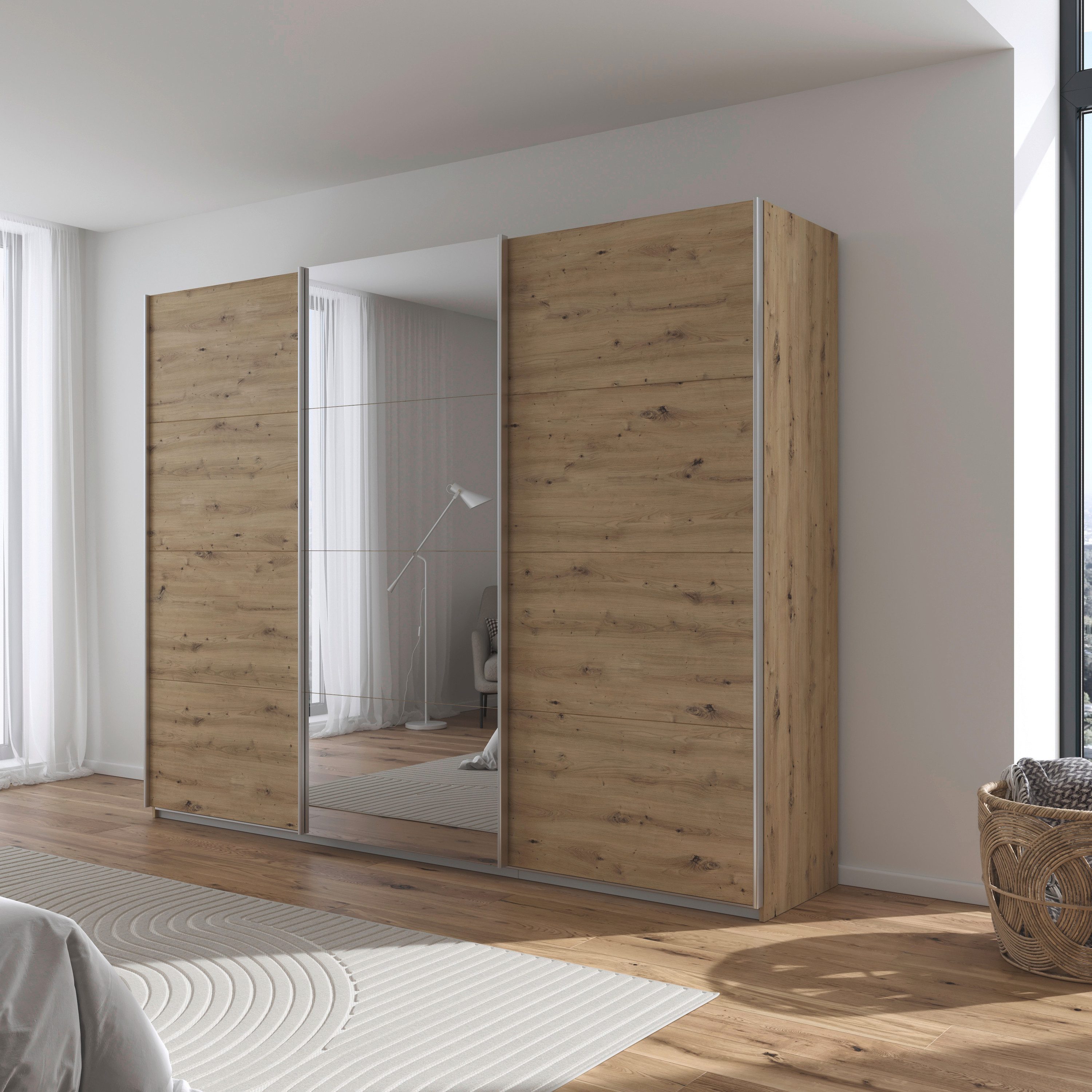 OTTO home Schwebetürenschrank Kleiderschrank Schrank Schlafzimmerschrank Garderobe AGORDO (Breiten 203/271/315/360 cm in drei Griff-Farben - NEU: Farbe SCHWARZ) Top Innenausstattung, in 4 Breiten und 2 Höhen MADE IN GERMANY