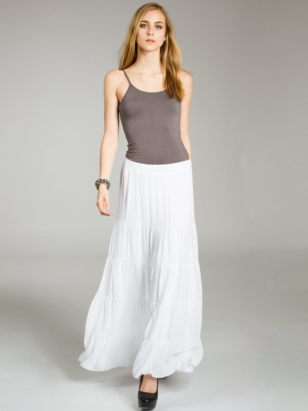 Caspar Faltenrock RO020 langer eleganter Damen Maxi Sommer Rock Maxirock - günstig online kaufen