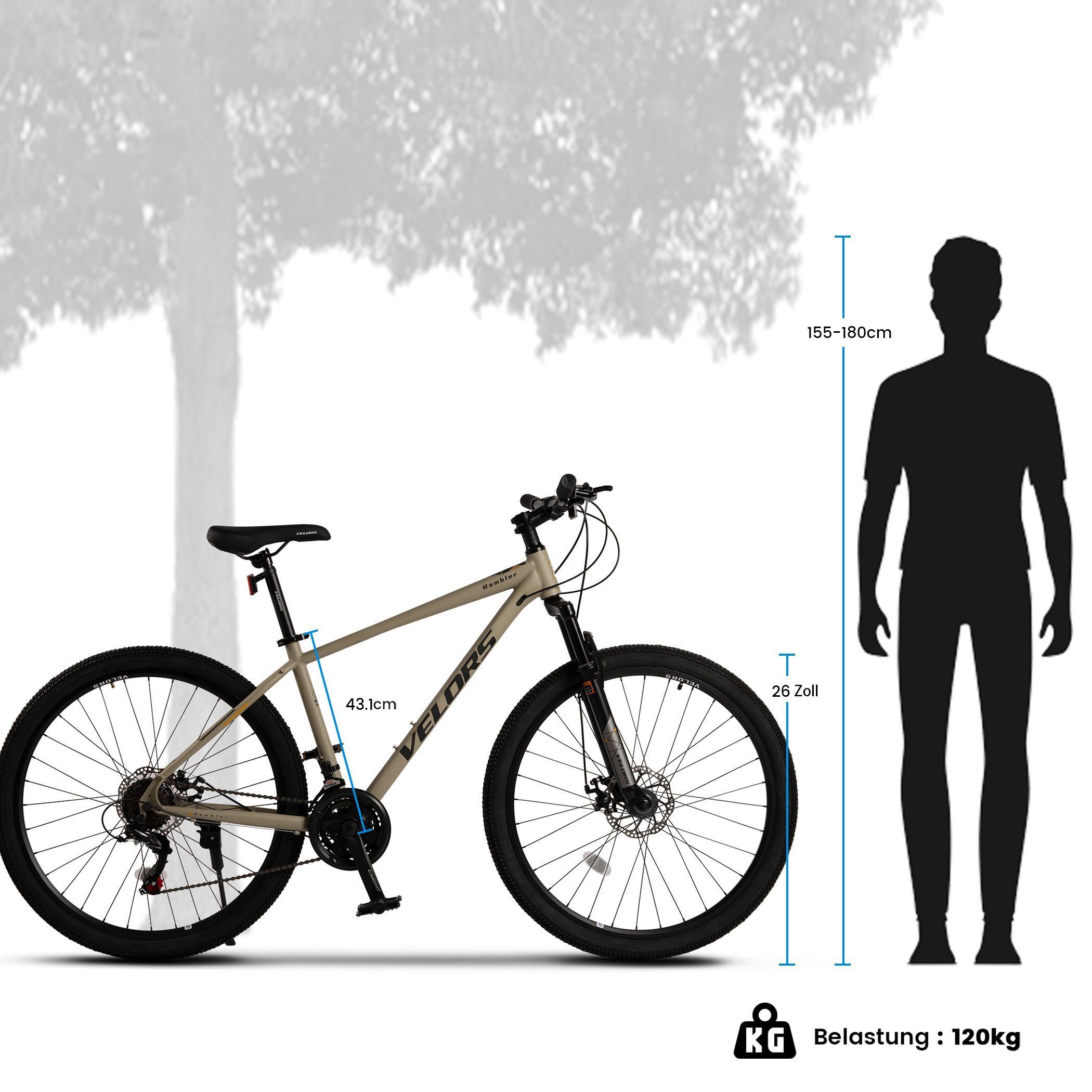 Velors Mountain Bike 26 27.5 29 inch Bicycle for Women and Men, 21-speed Shimano Tourney TZ derailleur, derailleur gears, Kenda tires, Youth MTB Hardtail