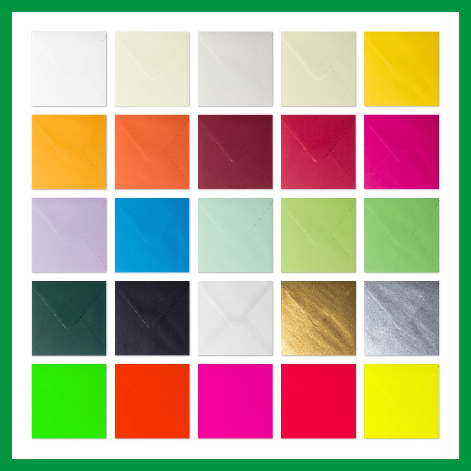 Briefumschläge24Plus Briefumschlag 50 St. 10 x 10 cm Briefumschläge Quadratisch Gras Grün, 10 x 10 mm Briefumschläge Recyceltes Material