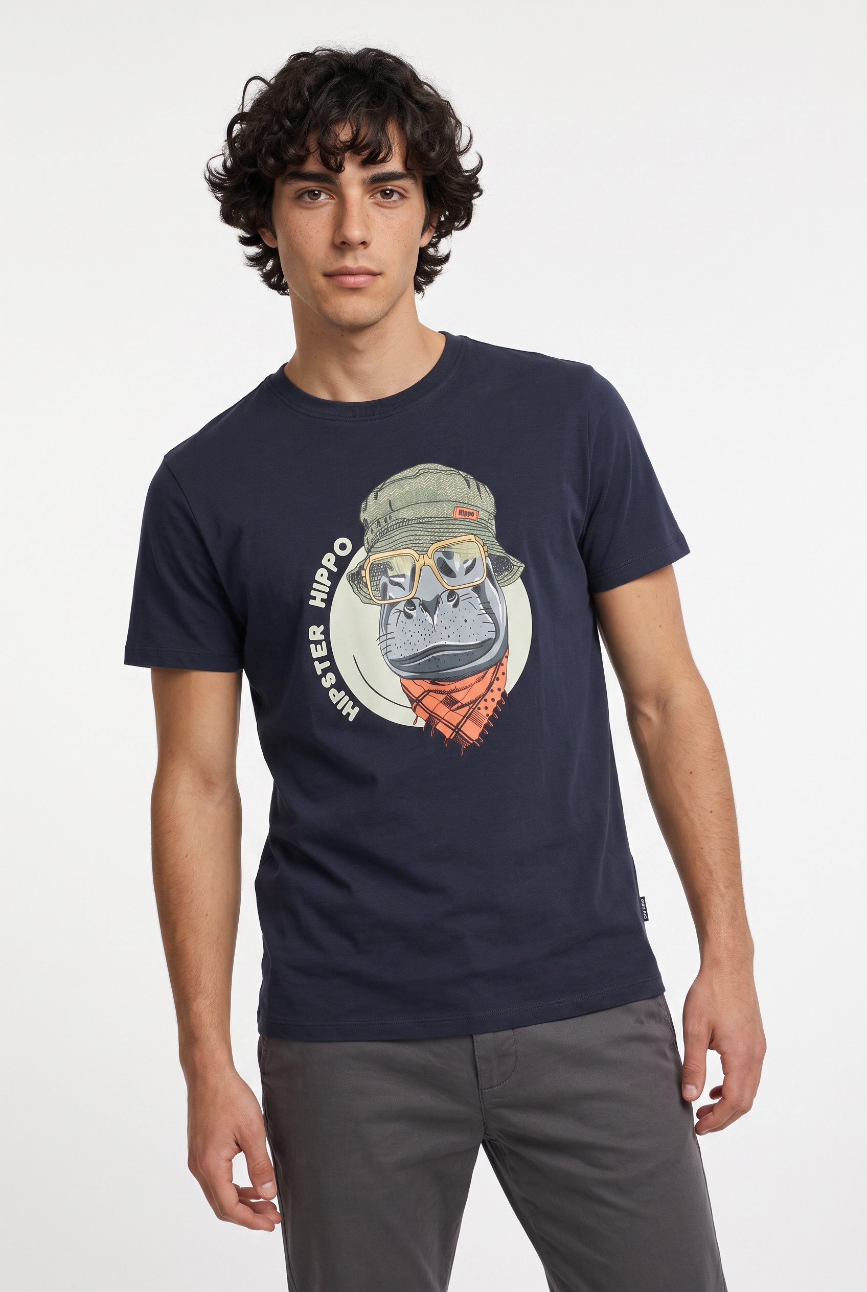 Blend T-Shirt BHKURT FUNNY GRAPHIC S/S TEE mit normaler Länge, ohne Verschluss, aus Baumwolle und Single Jersey