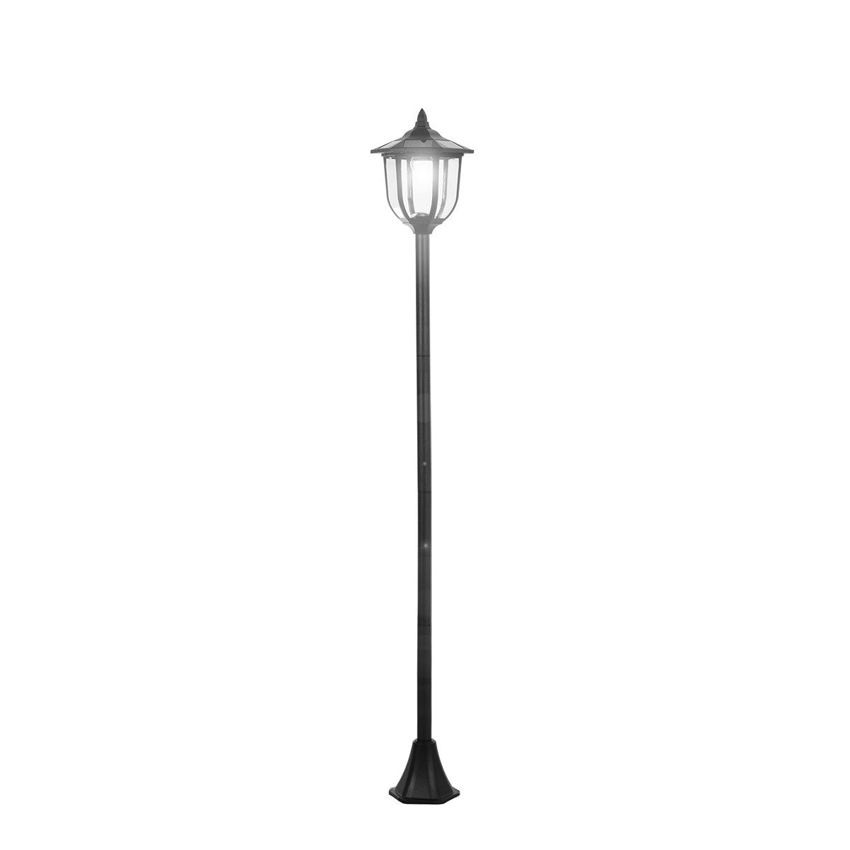autolock LED Laterne LED Solar Gartenlaterne 30/60 Lumen Kunststoff Stehleuchte, Solarlampe für Garten Balkon Ø26,5 x H177cm Schwarz
