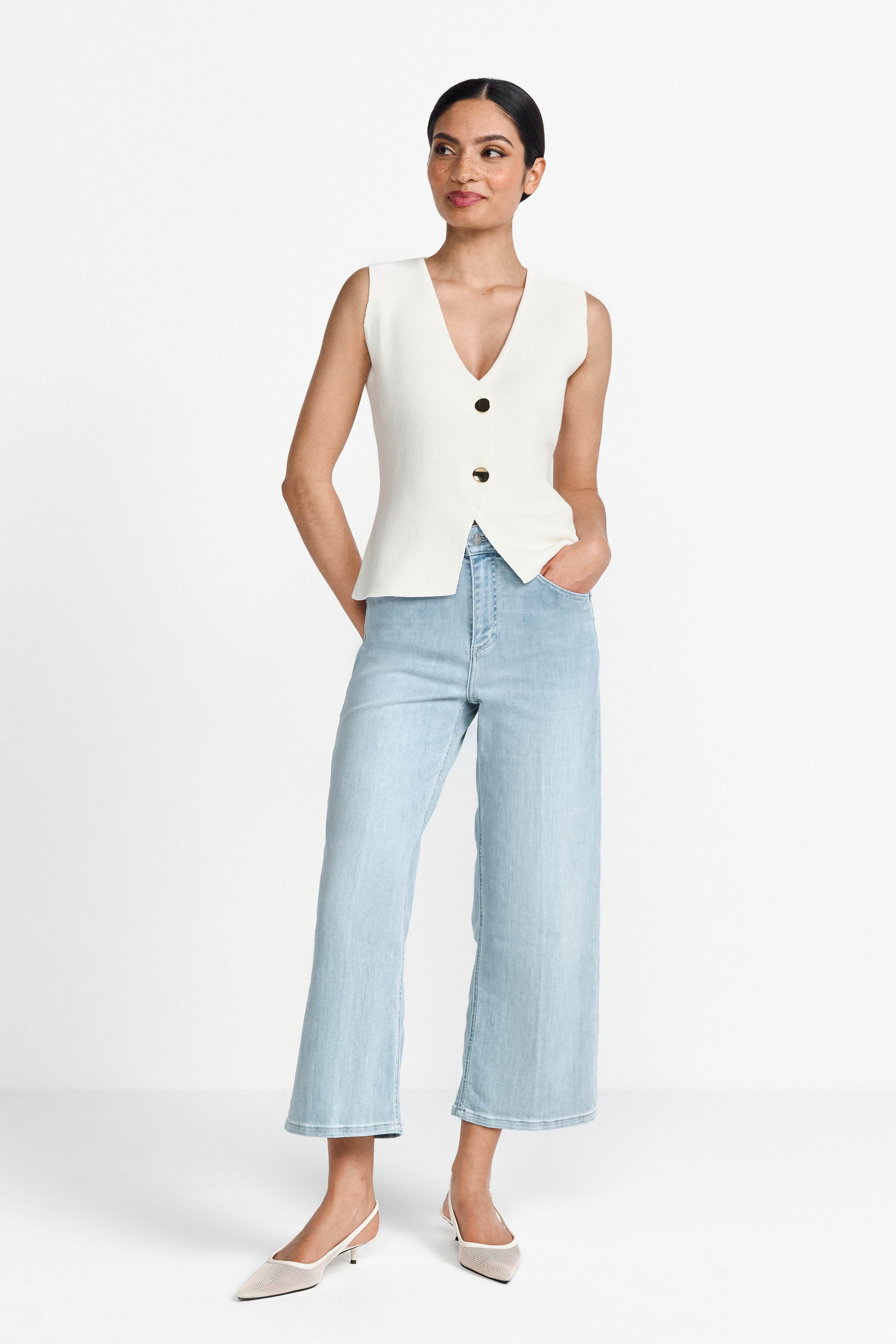 RICHROYAL 7/8-Jeans Culotte Light Blue Satin Denim günstig online kaufen
