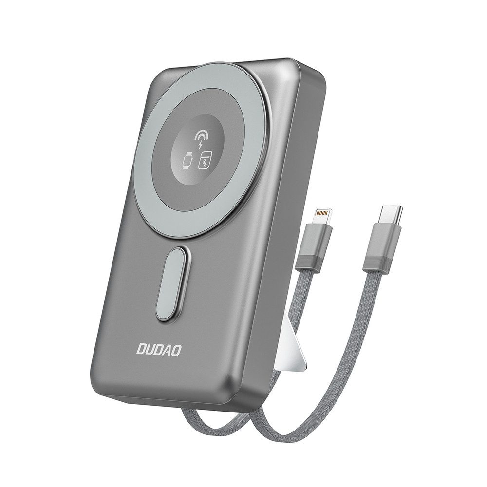 Dudao Zusatzakku Reiseakku Magnetladegerät Powerbank mit Ständer & integrierten Kabeln K29 10000 mAh (3.85 V, 1 St), MagSafe 15 W, PD 20 W, integrierte Kabel, Ständer