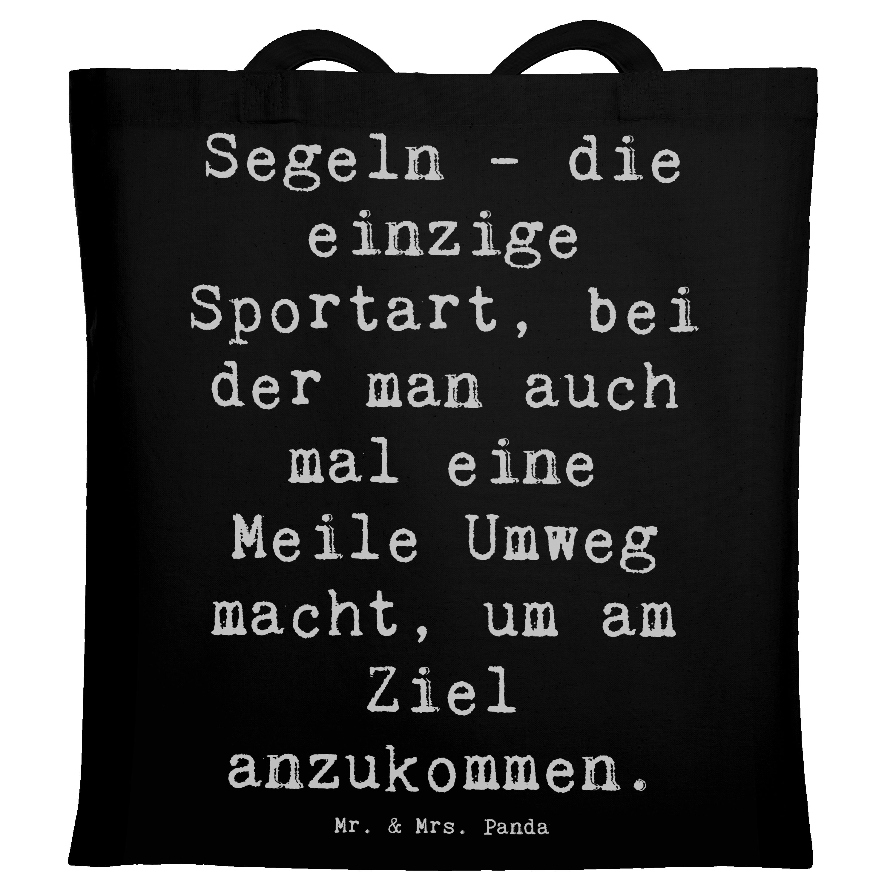 Tragetasche Segeln Umweg - Schwarz - Geschenk, Wind, Meer, Stofftasche, Bootfahre