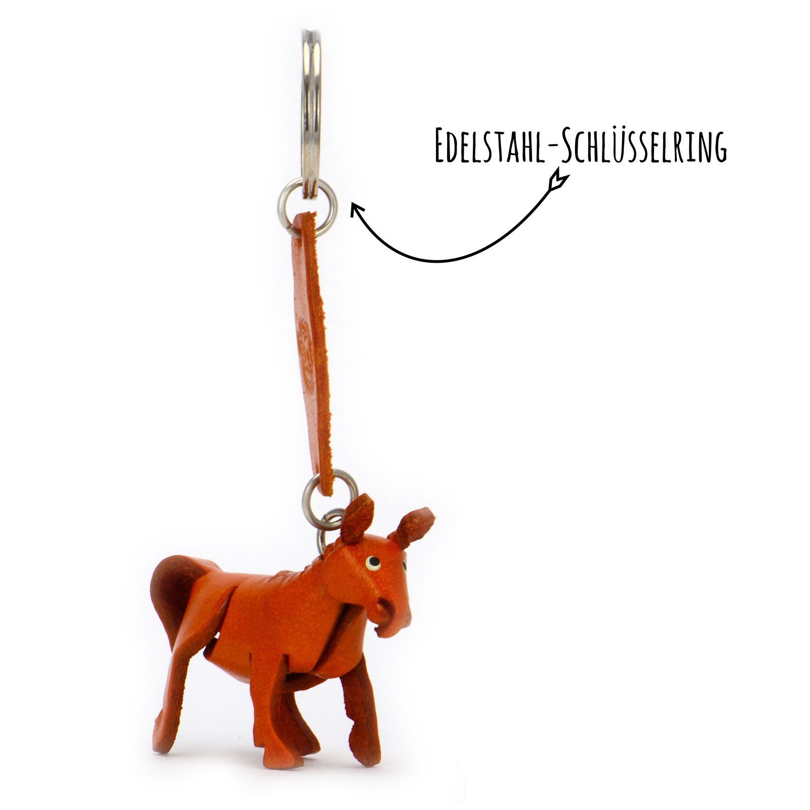 Kinder Accessoires Monkimau Schlüsselanhänger Pferde Schlüsselanhänger Leder Tier Figur (Packung)