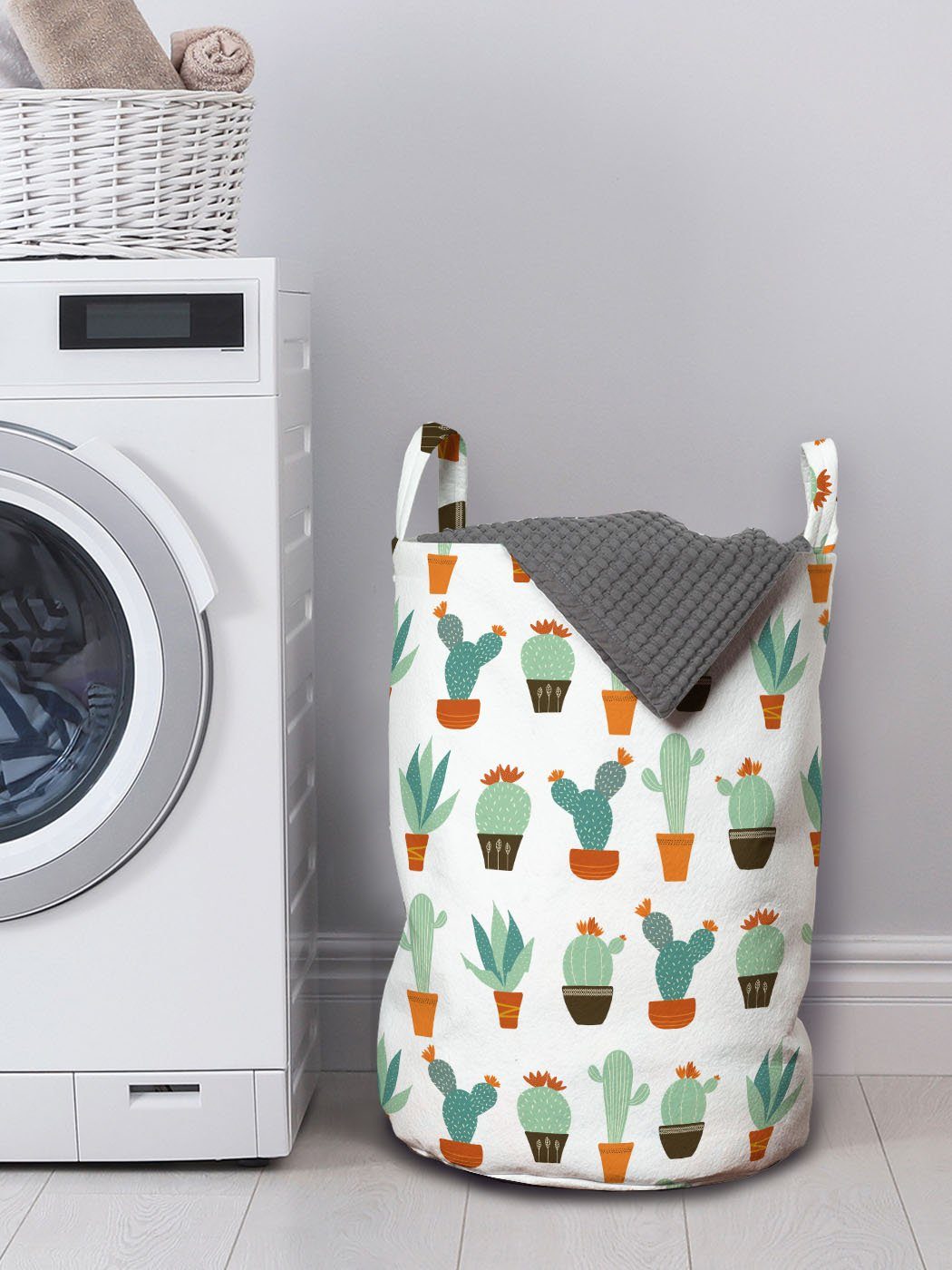 Abakuhaus Wäschesäckchen mit Kordelzugverschluss und Wäschekorb für Kakteen Sukkulenten Griffen Blumen Waschsalons