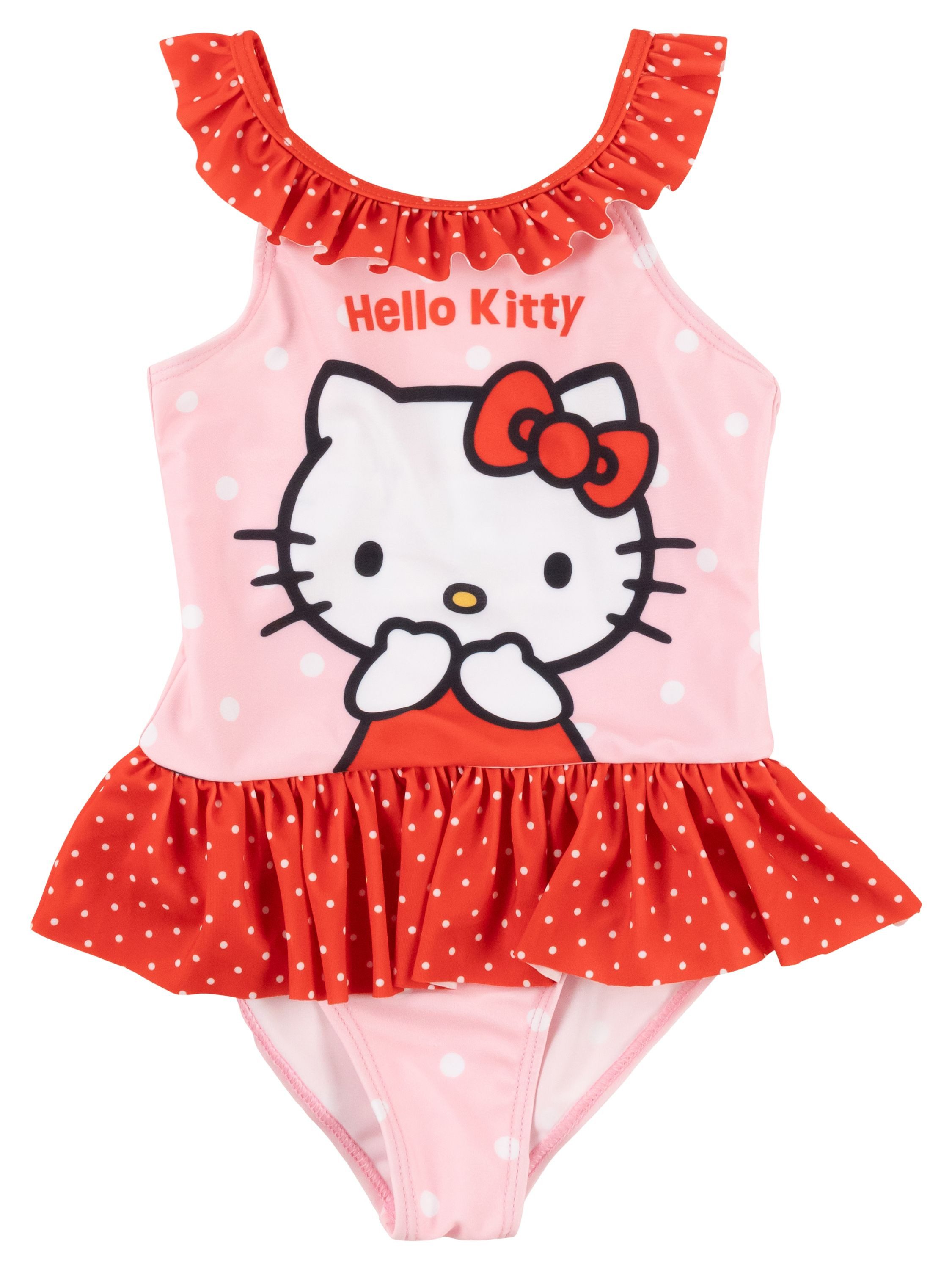 United Labels® Badeanzug Hello Kitty Badeanzug mit Rüschen Schwimmanzug Einteiler