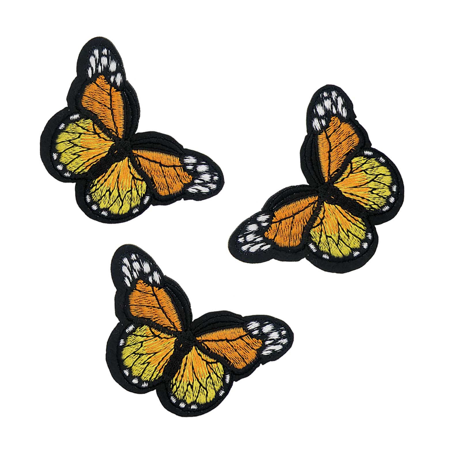 maDDma Aufnäher 3 Schmetterling Aufbügler, Applikation, 48x70mm, freie Farbwahl, orangegelb