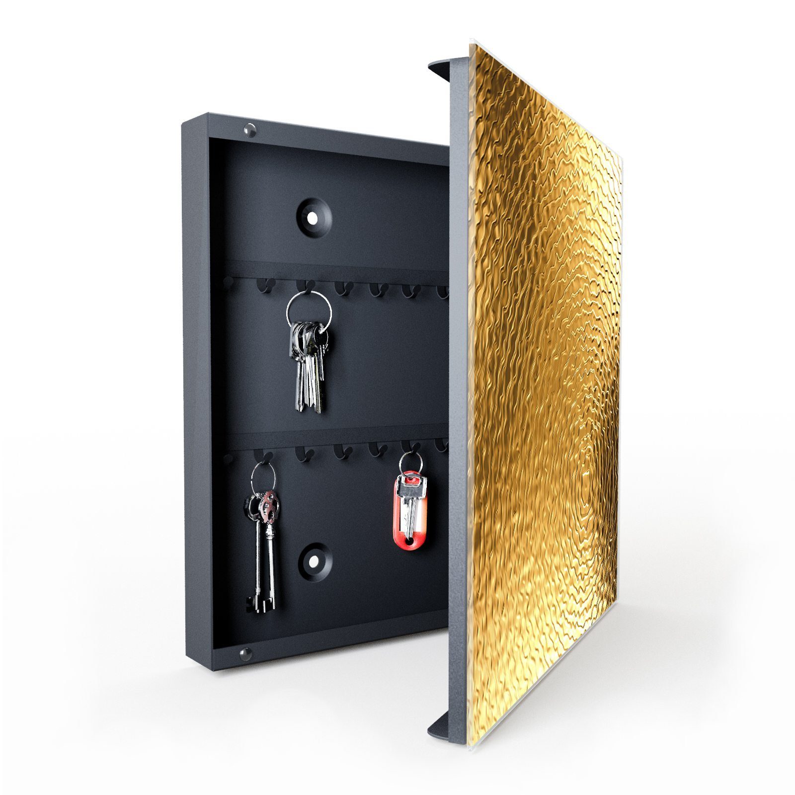 Primedeco Schlüsselkasten Magnetpinnwand mit Glasfront Metallische Textur ( günstig online kaufen