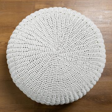 wohnfreuden Sitzhocker Sitz-Pouf Bruno aus Seegras und Kunstfaser 60 cm creme, 29457