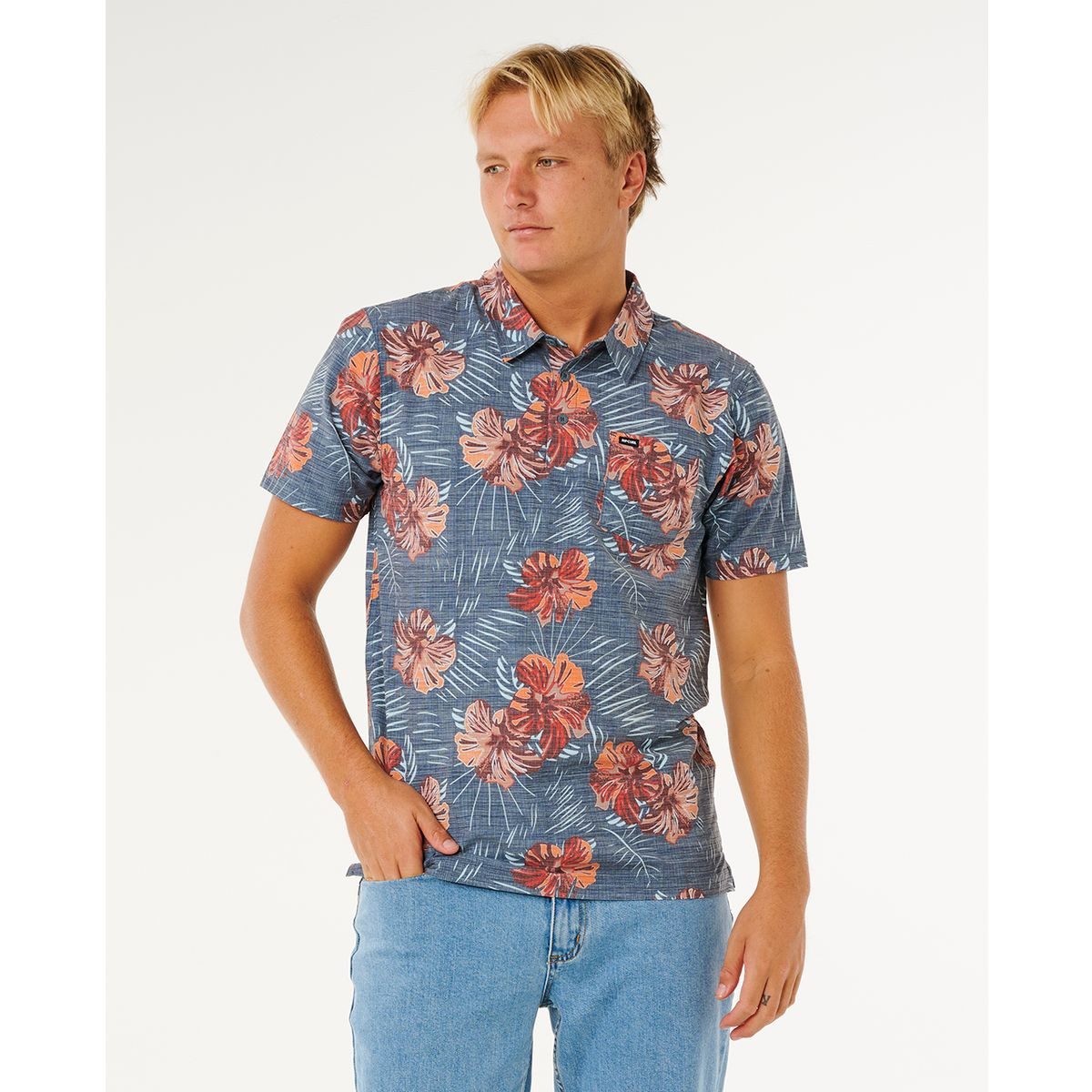 Rip Curl Kurzarmshirt Sessions Aerotech Polo Stilvolles Polohemd mit Aerotech-Technologie für optimalen Komfort