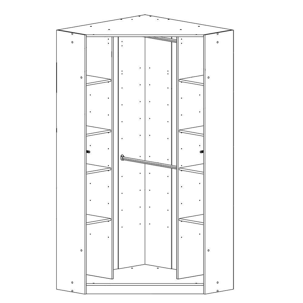 Lomadox Kleiderschrank CANTON-43 Eiche Nb. mit graphit, 2 Türen, 95 cm breit