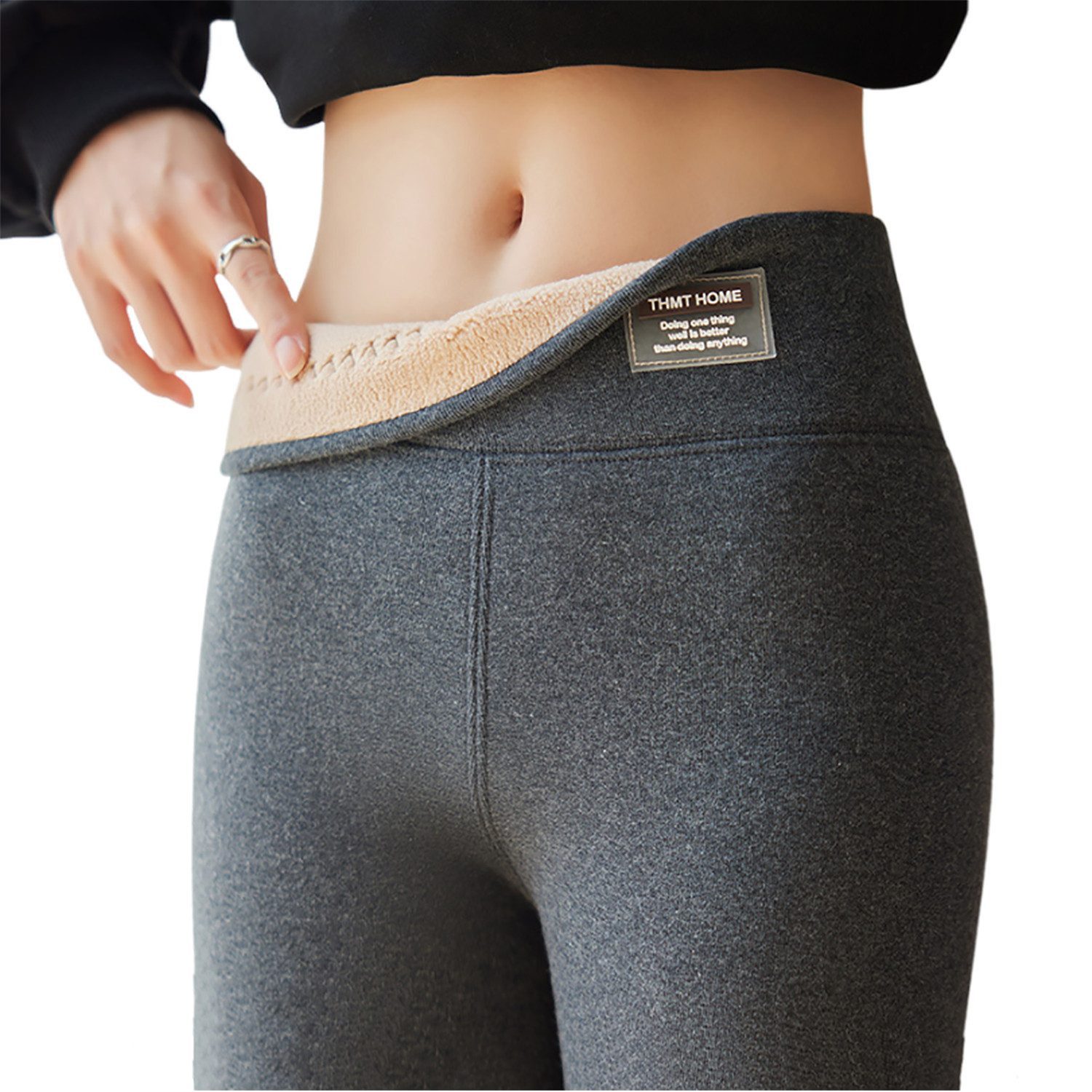 Thermoleggings Verdickt Stretch-Hose Gefütterte Highwaist Damen Leggins