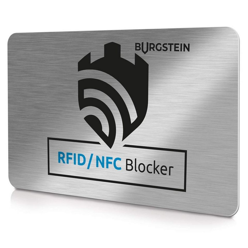 Burgstein Kartenetui RFID Blocker Karte NFC Schutz - Störsender-Tech,  Silber Visitenkarten-Format