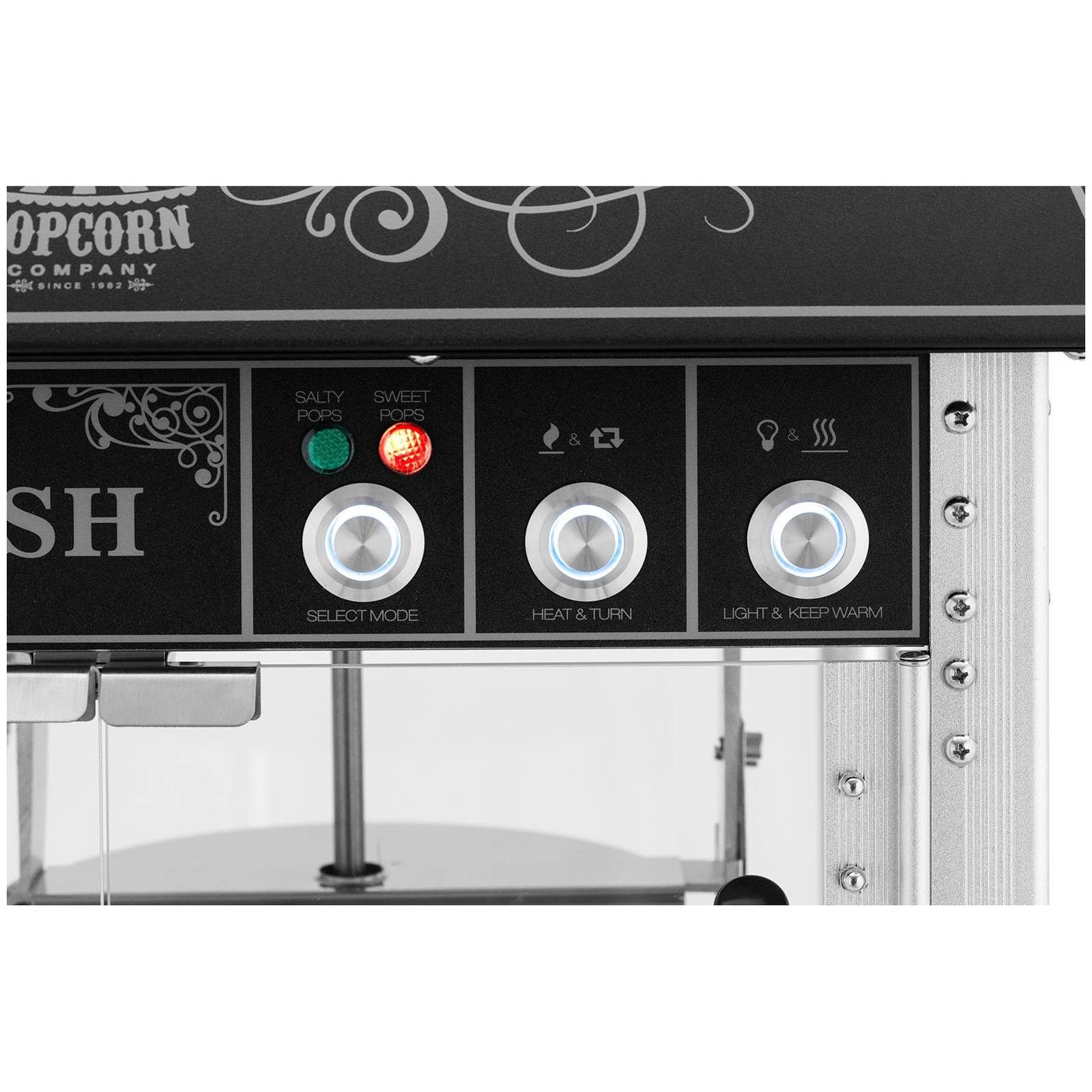 Royal Catering Popcornmaschine 5 kg/h Popcornmaker mit Wagen Retro-Design 195/235°C schwarz Gastro – Bild 2 von 5