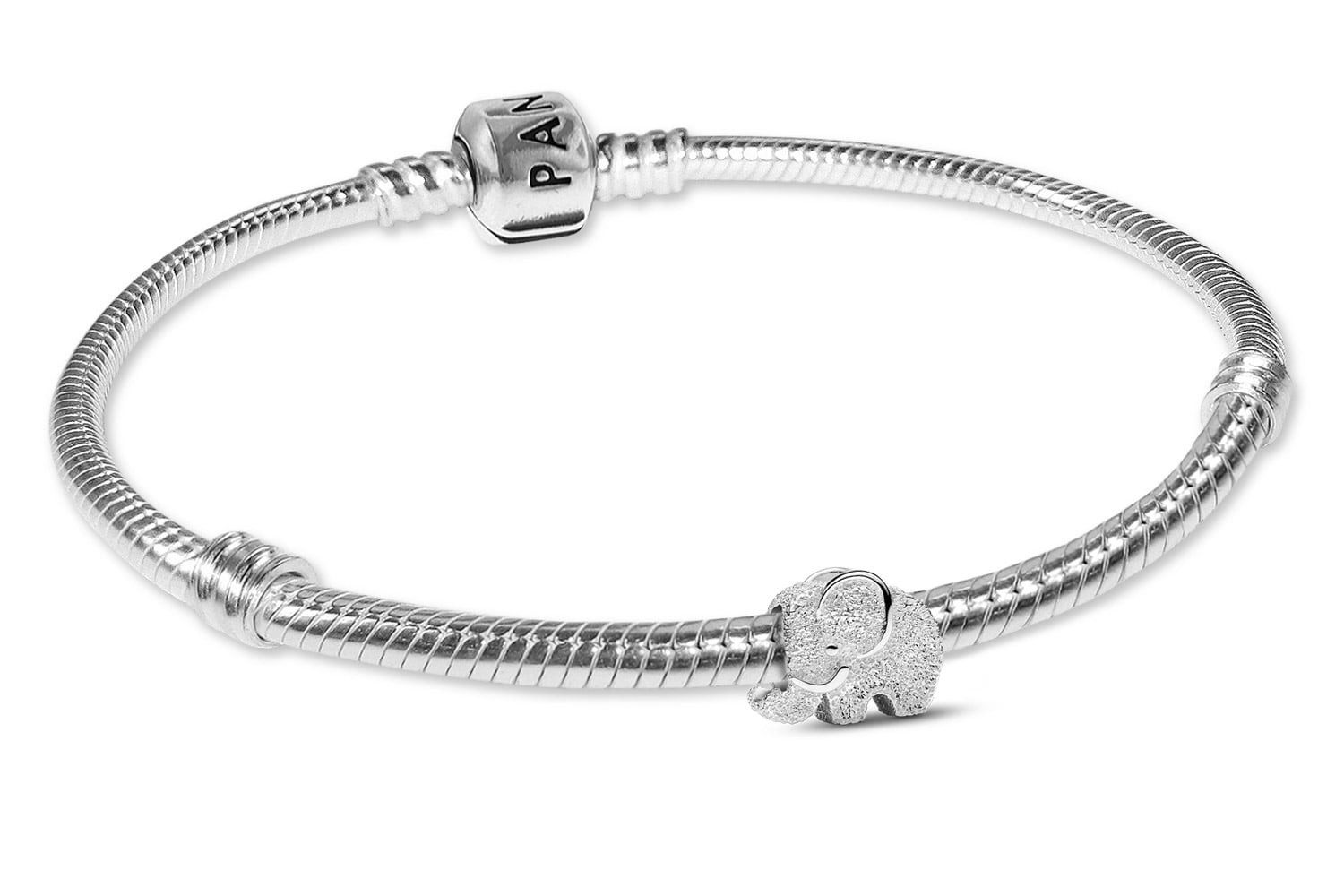 Charm-Armband DamenSilber Geschenkset mit Mini Elefant matt
