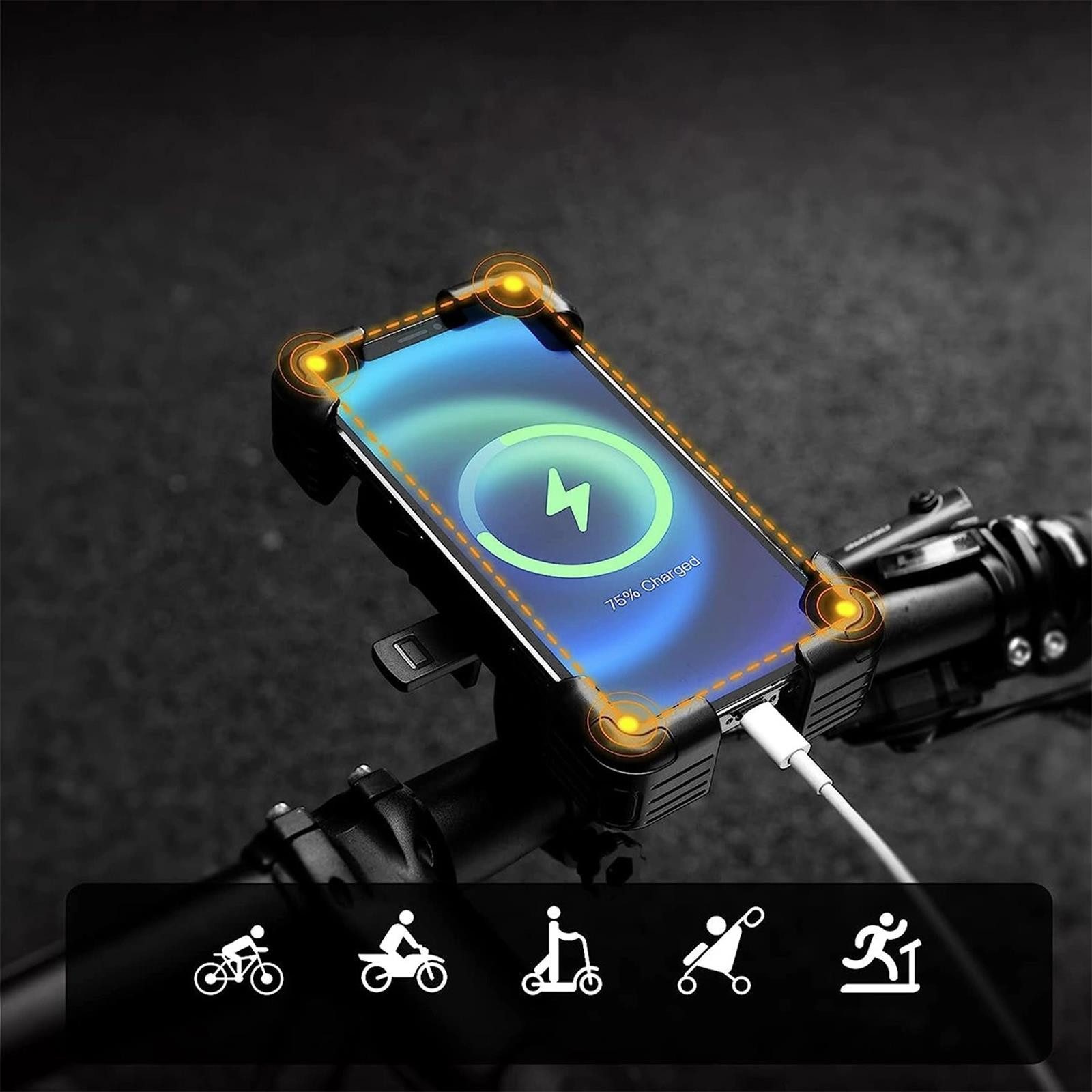 ROCKBROS Handy-Halterung Universal Lenker 4 Haltepunkte, (bis 7 Zoll, Smartphone Lenker Fahrrad Halterung Handy Halter für Motorrad)