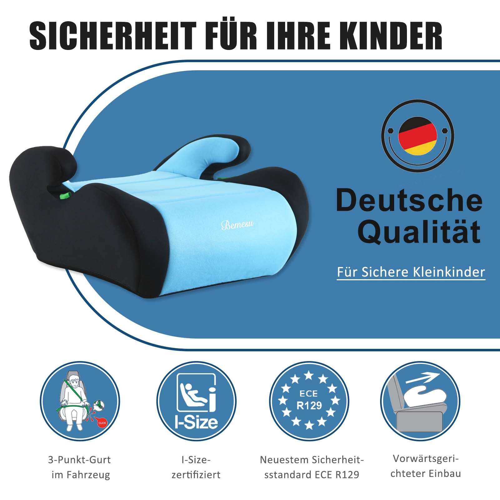 Bemesu Kindersitzerhöhung Kindersitzerhöhung ECE R129/03 Sitzerhöhung für Kinder von 125–150cm, ab: ab 6 Jahre oder 125cm Körpergröße, bis: bis 12 Jahre oder 15 – Bild 2 von 5