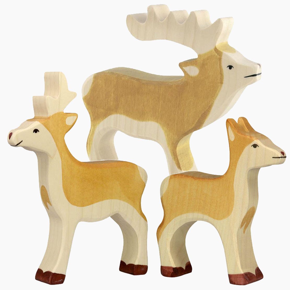 Holztiger Spielfigur Tierset Rehfamilie, (packung, 3-tlg., sparset), Wertvolle Handarbeit aus Europa