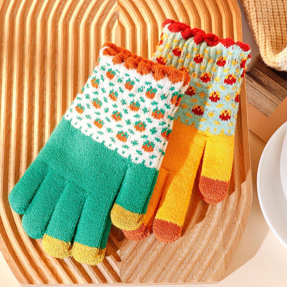 Warm ManKle Grün Baumwollhandschuhe Damen Winterhandschuhe und Winddicht Handschuhe Touchscreen