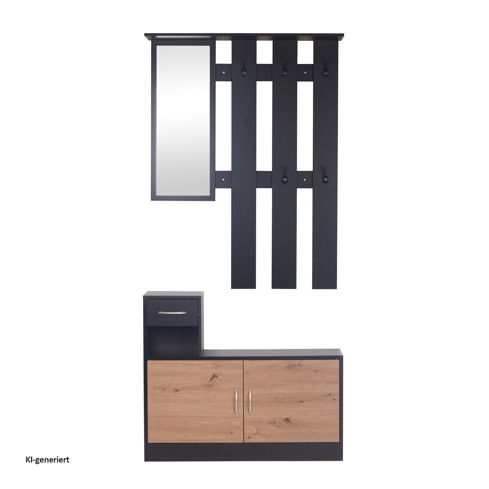 HTI-Living Garderoben-Set Garderoben-Set Dana mit Schuhschrank Schwarz, (Set, 2-St)