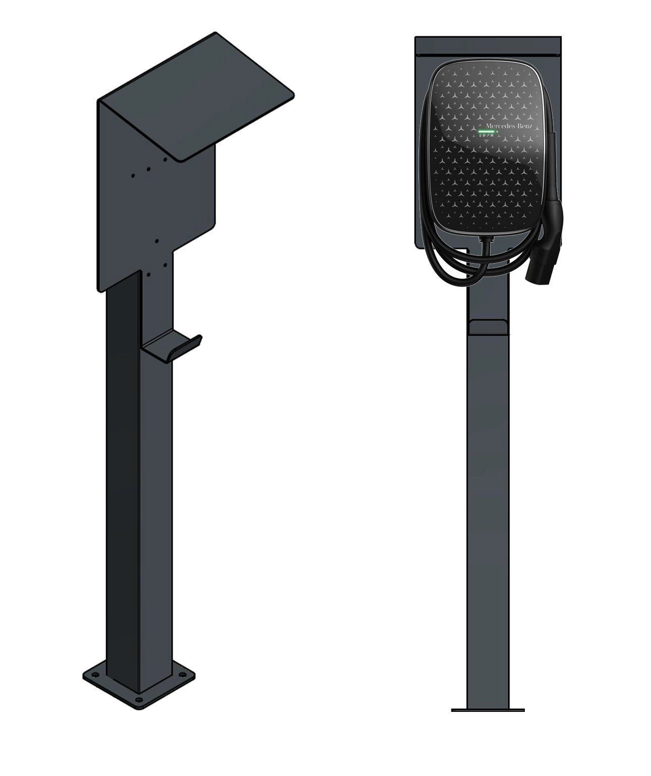 DIE-LADESÄULE.DE Ladesäule passend für Mercedes Benz ECE Wallbox mit Dach, Stä... Elektroauto-Ladestation-Halterung, (2, 2-tlg., 100% Hergestellt in Deutschland, 100% Hergestellt in Deutschland)