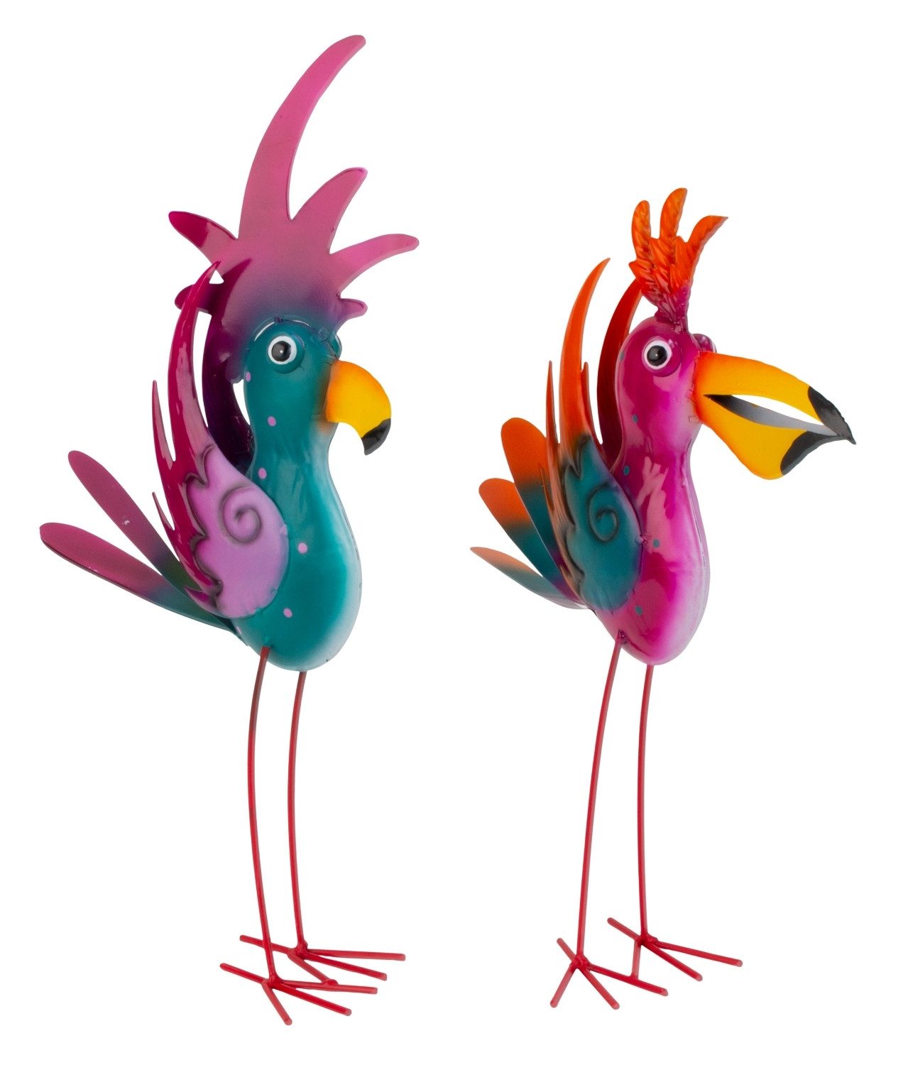 MF Gartenfigur Gartendeko Figuren Metall Vögel bunt 2er Set Lireno, (2 St) – Bild 4 von 4