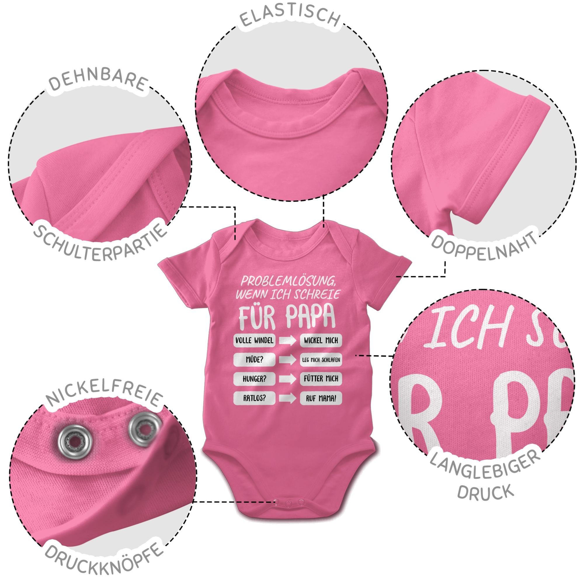Shirtracer Shirtbody Problemlösung wenn ich schreie für Papa weiß Geschenk Vatertag Baby