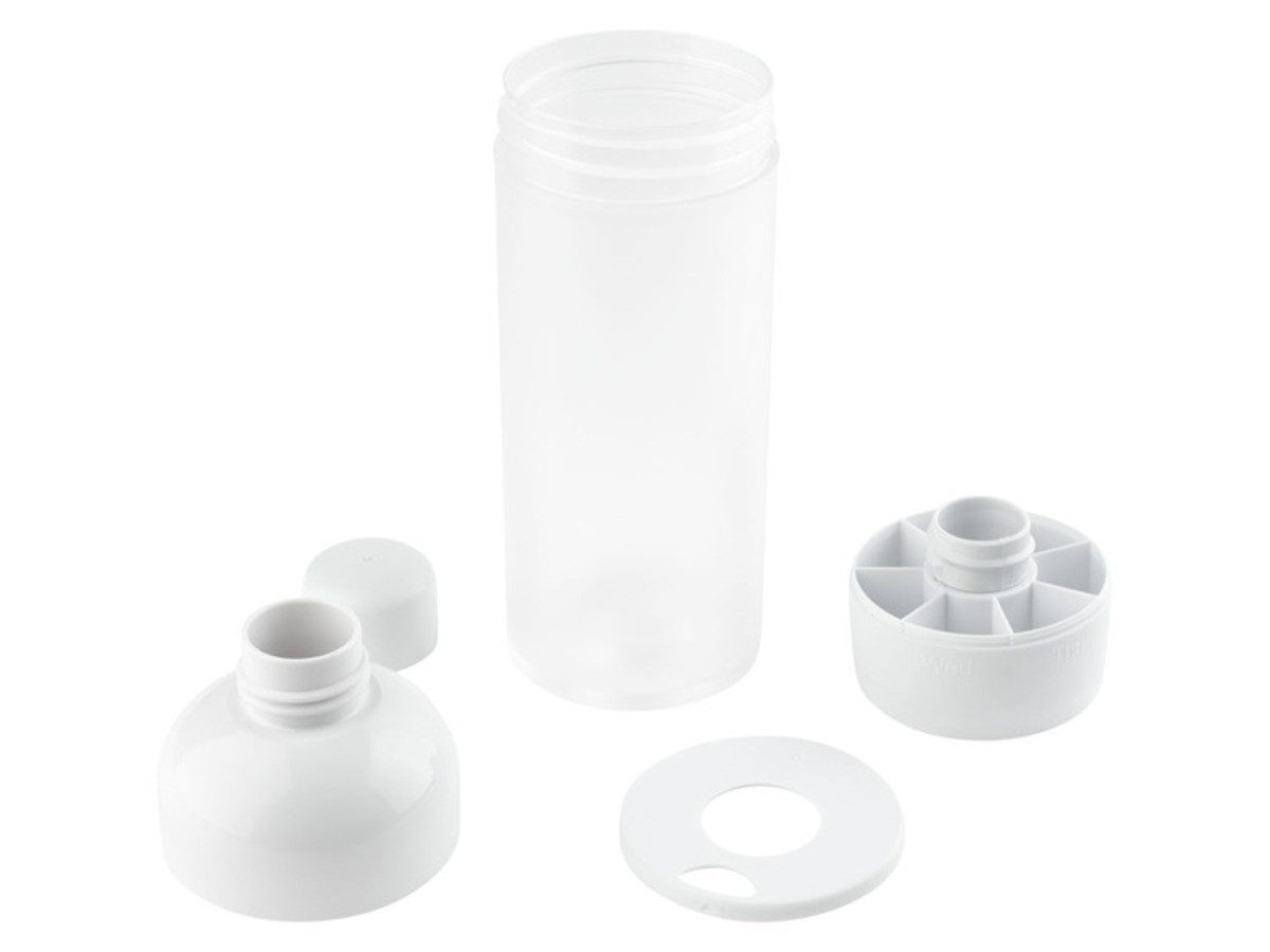 Weit & Breit Handelsgesellschaft mbH Trinkflasche Trinkflasche Wasserflasche mit Tablettenfach 375ml, Tablettenfach im Boden mit Wochentagsmarkierung