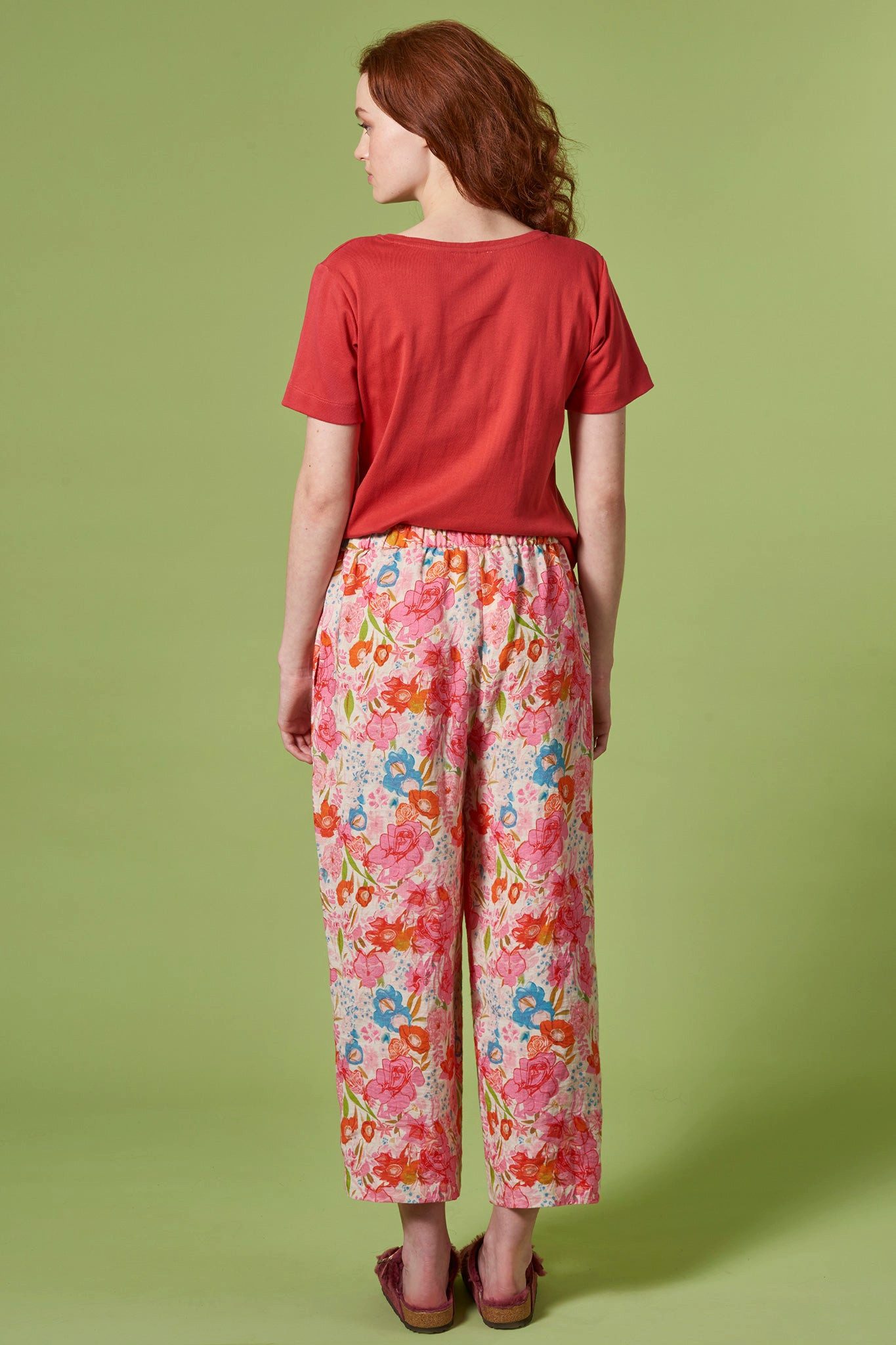 Himalaya Clothing Stoffhose Leinenhose Damen mit lebendigem Rosenmuster - A günstig online kaufen