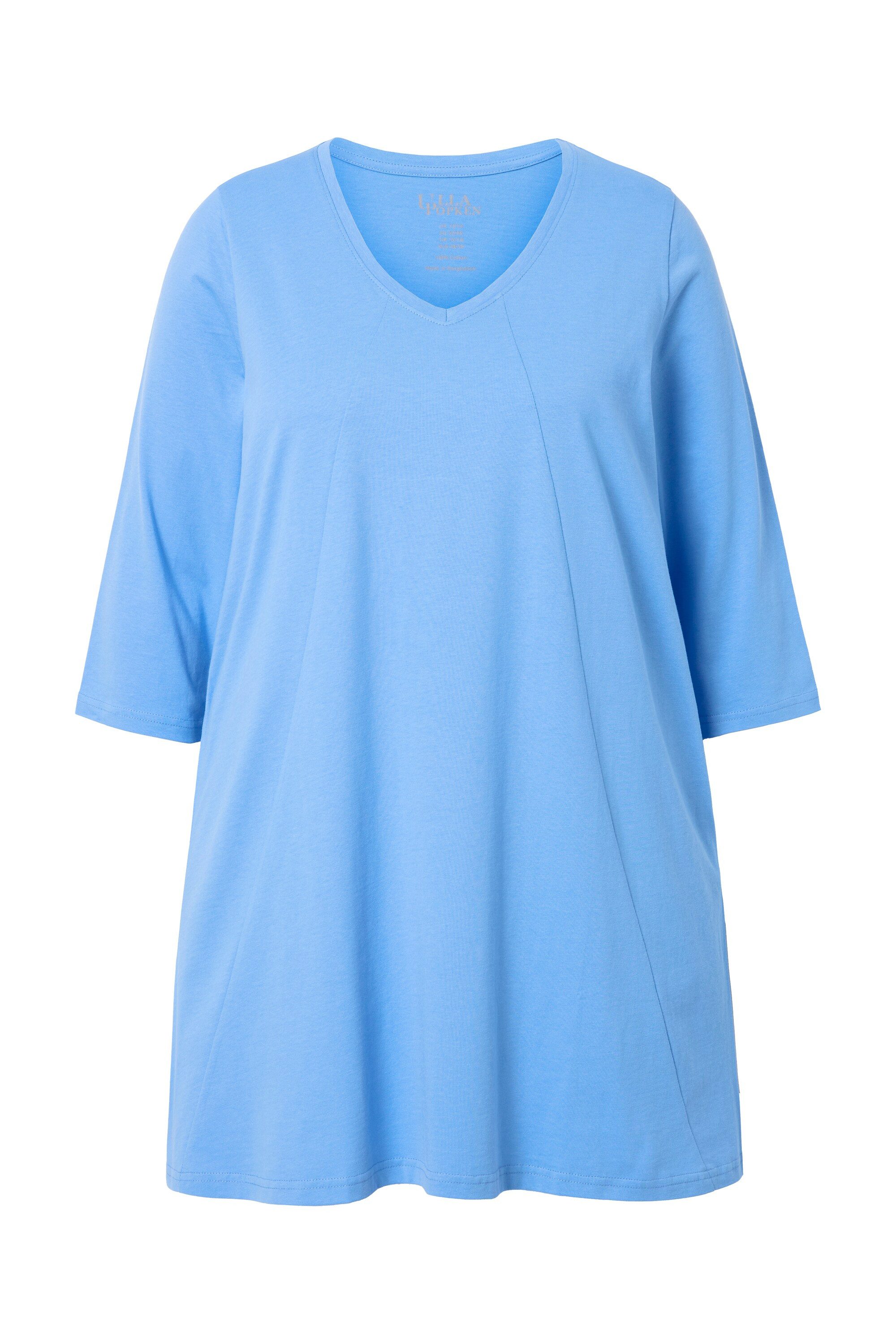 Ulla Popken Longshirt Longshirt Ziernähte A-Linie V-Ausschnitt 3/4-Arm günstig online kaufen