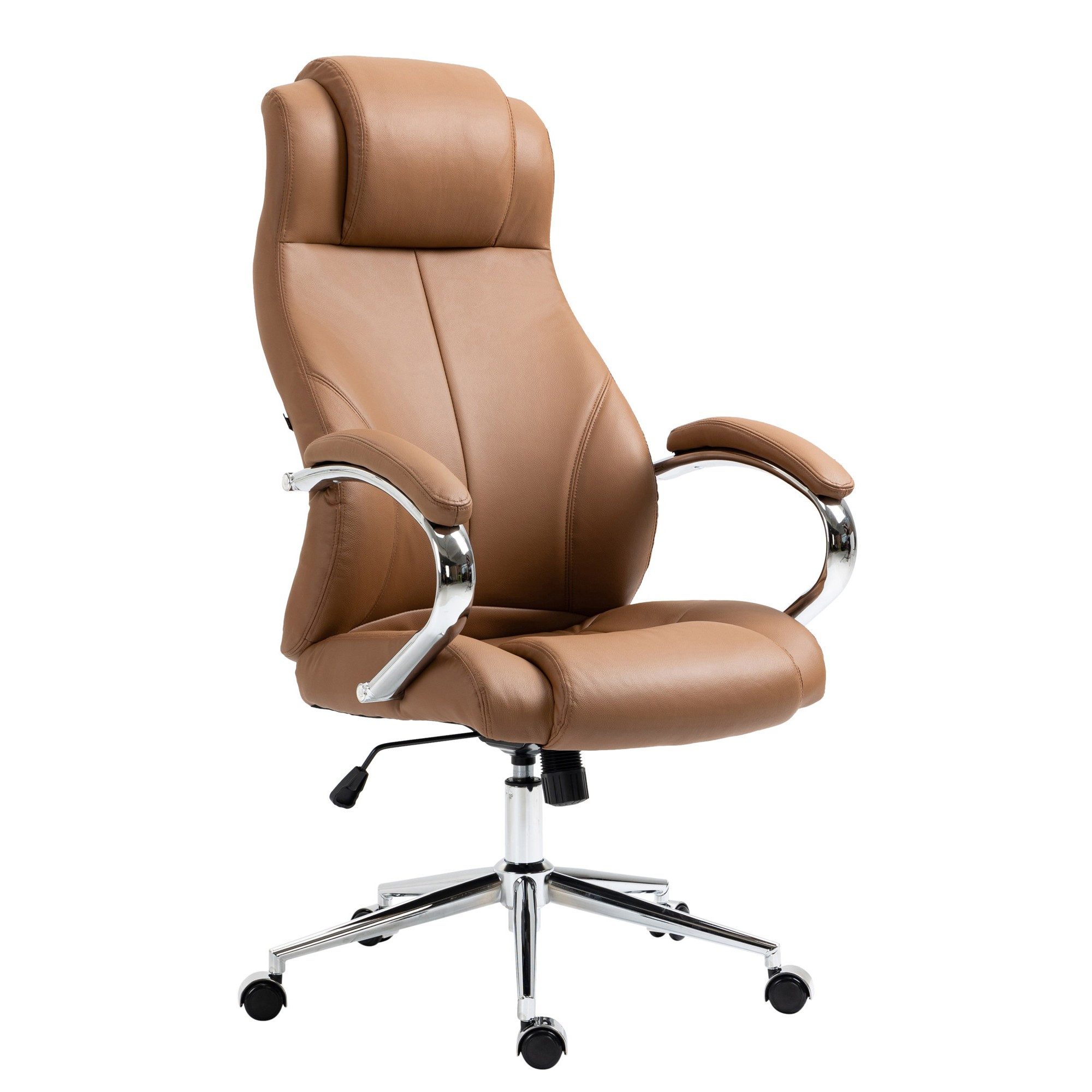 CLP Bürostuhl Chefsessel Schreibtischstuhl Drehstuhl (Spar-Set, 1 St), Echtleder, Kopfstütze, Wippmechanik, bis 136 kg