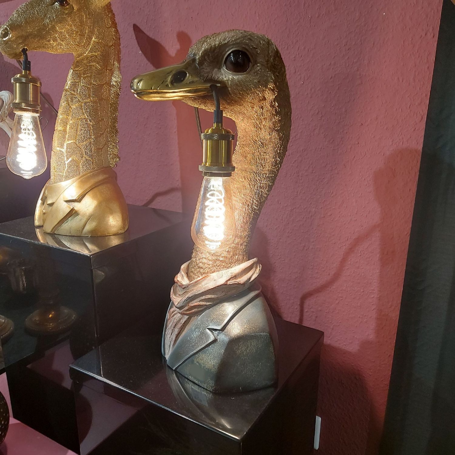 formano Tischleuchte Pop Art Tiere im Anzug, Höhe: 49cm, Farbe: Gold, Motiv: Strauß