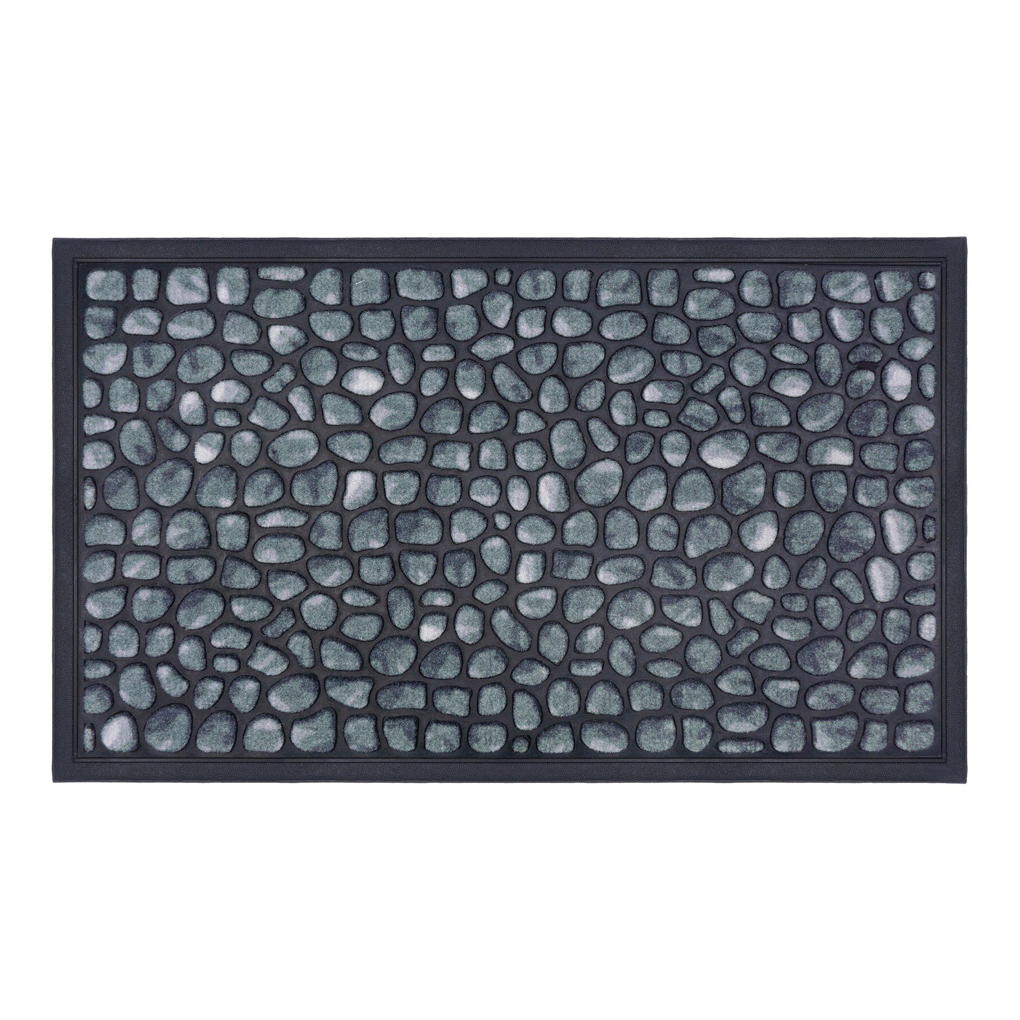 Fußmatte SANTORINI, GMD Living, rechteckig, Höhe: 9 mm, Fußmatte mit Steinemuster für den Innen- und Außenbereich, 45 x 75 cm