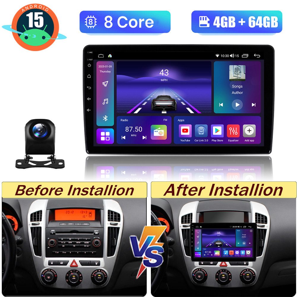 A-Sure Für Kia Ceed ED 2006-2009 4+64GB Android 15 Carplay Radio GPS Navi DSP Autoradio (Digitalradio (DAB), FM, AM, RDS, 1280*800 IPS Screen/8-Core CPU)