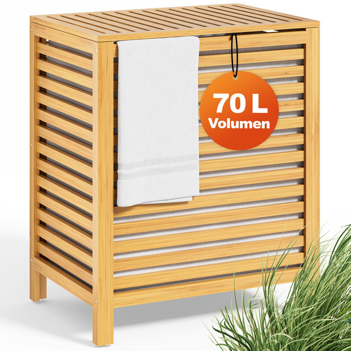 Casaria Wäschekorb (1 St), mit Deckel Holz Bambus Wäschebox Wäschesammler I günstig online kaufen