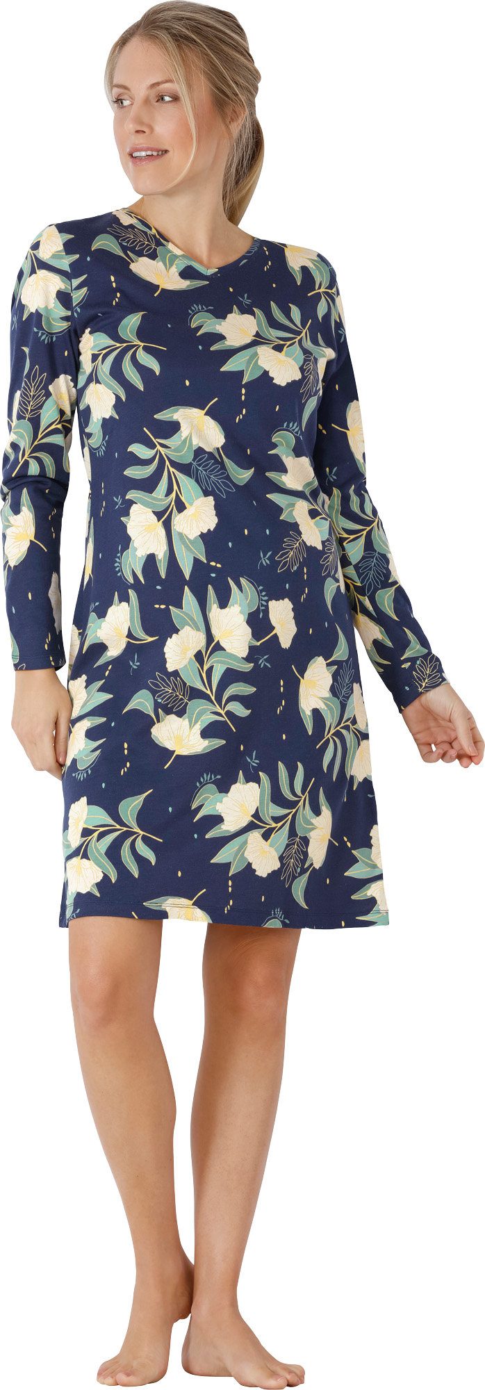 Hajo Nachthemd Damen-Nachthemd Single-Jersey Blumen