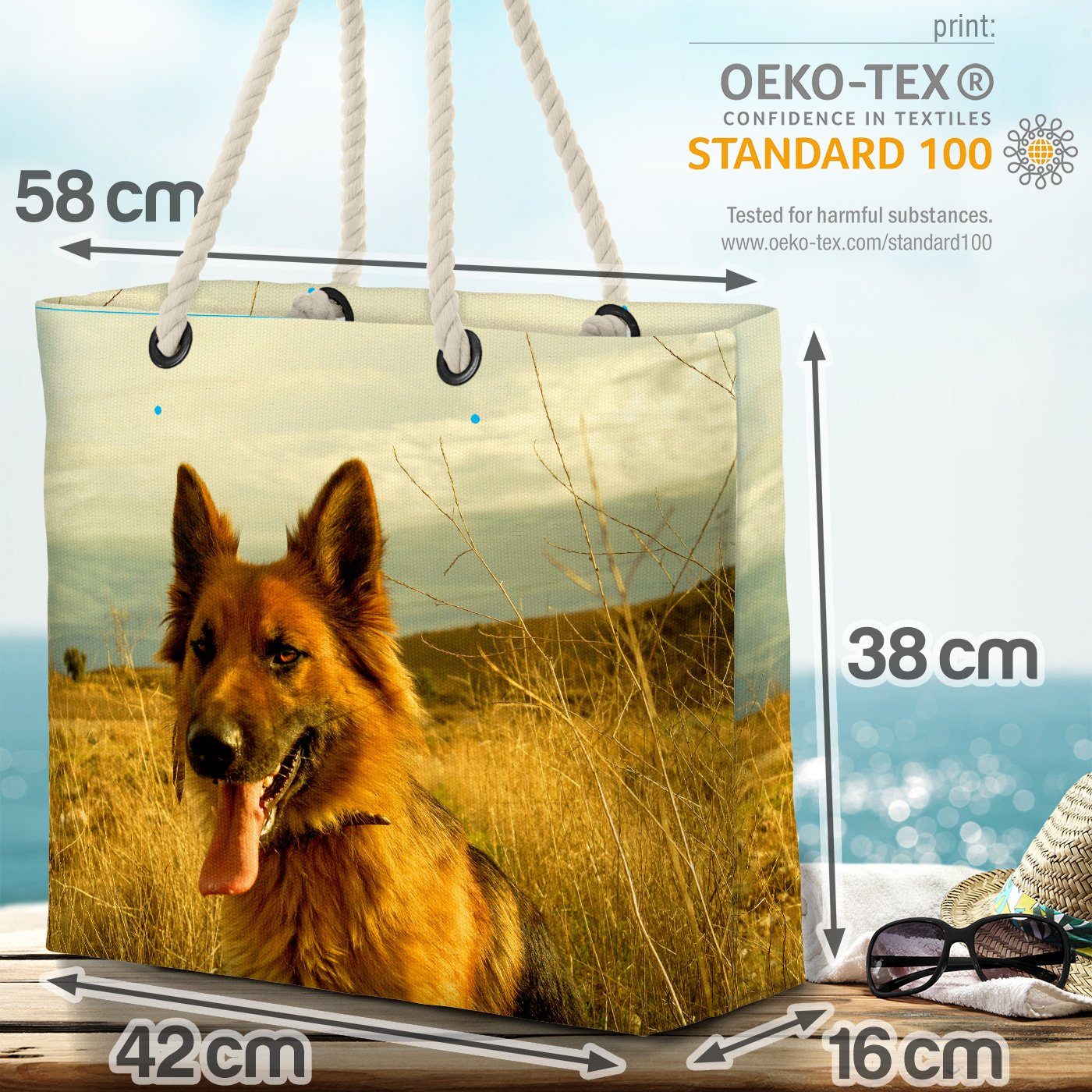VOID Strandtasche (1-tlg), Deutscher Schäferhund Schäferhund Welpe Rex Hund Haustier Beach Bag Jagdhund