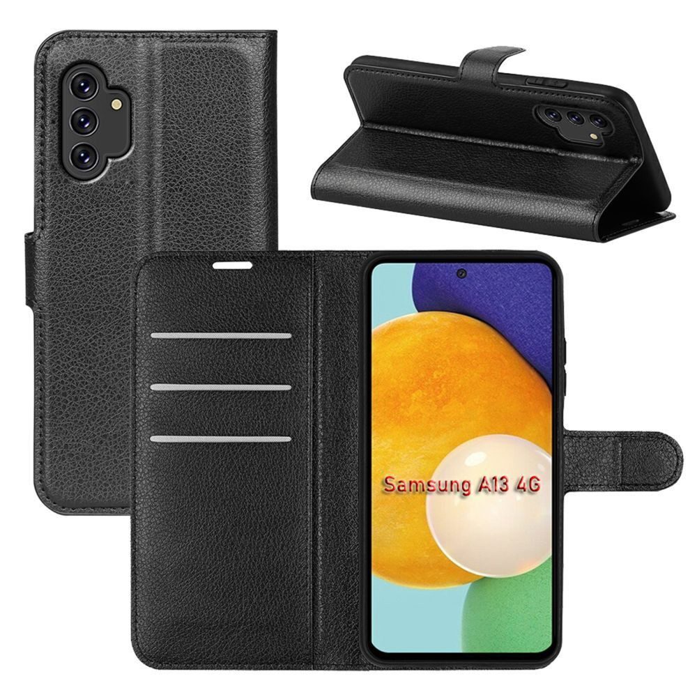 betterfon Handyhülle Handytasche für Samsung Galaxy A13 4G Klapphülle Schwarz, 3 Kartenfächer, Magnetverschluss & Standfunktion im Lederlook