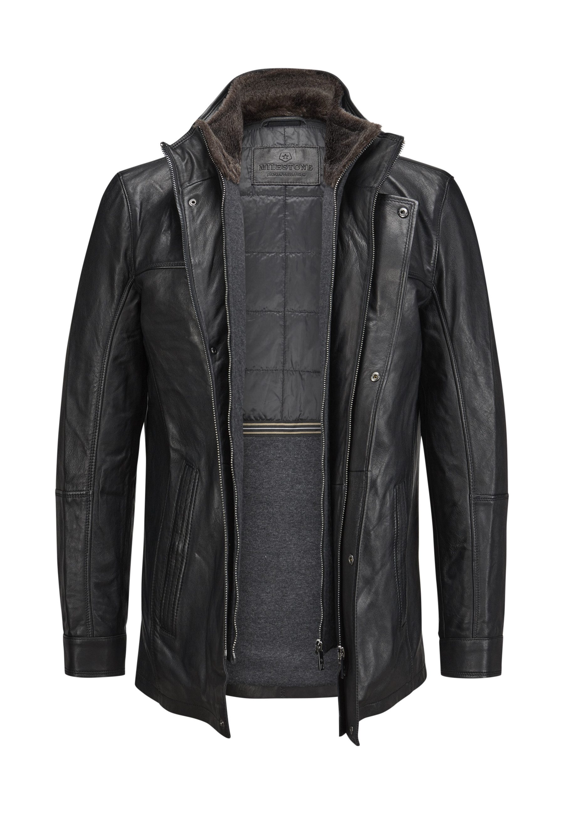 Milestone Lederjacke MSBernardo Herren Bikerjacke Jacke Leder klassisch lockere Passform