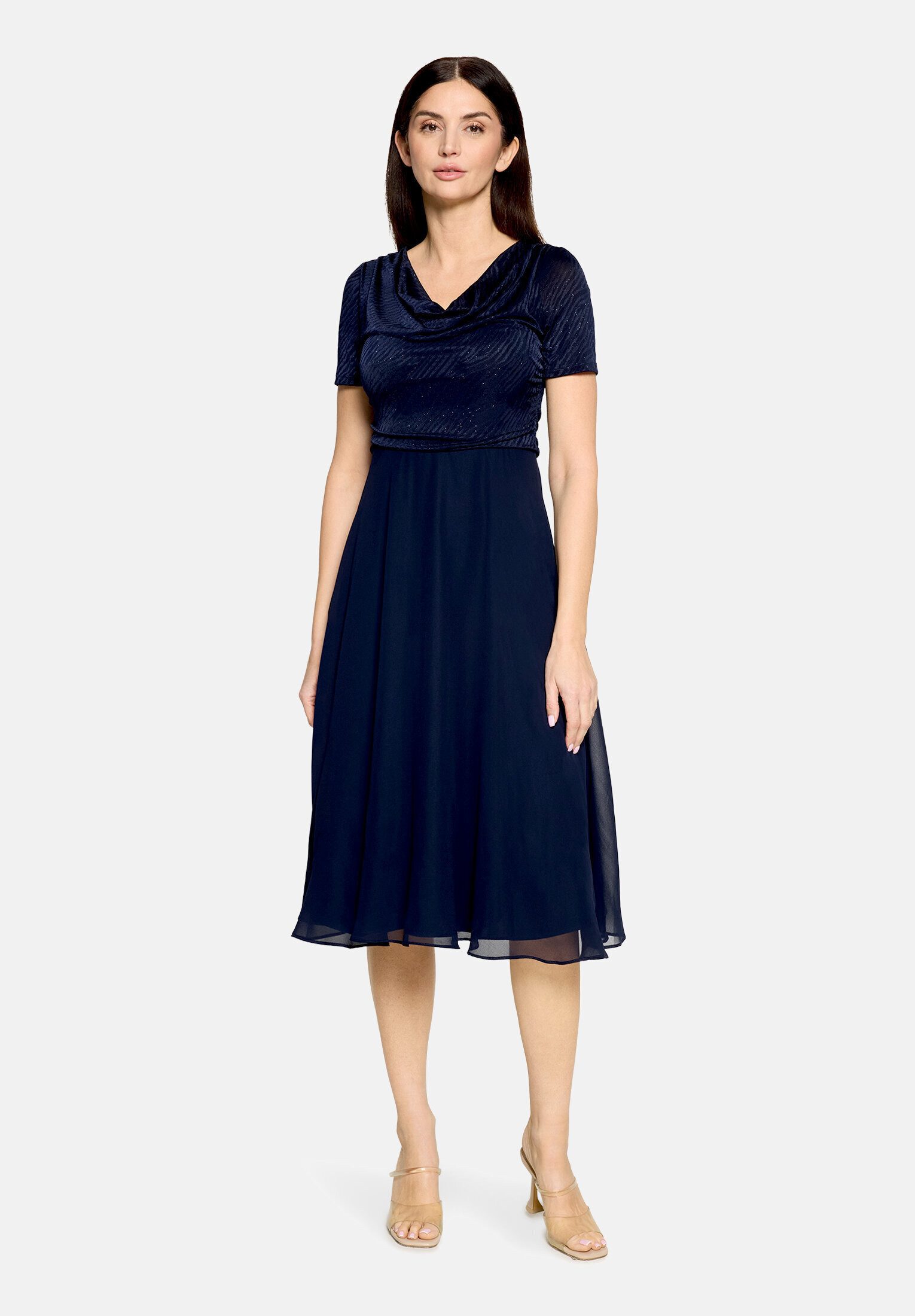 Vera Mont Cocktailkleid Damen im Glitzer-Look Materialmix